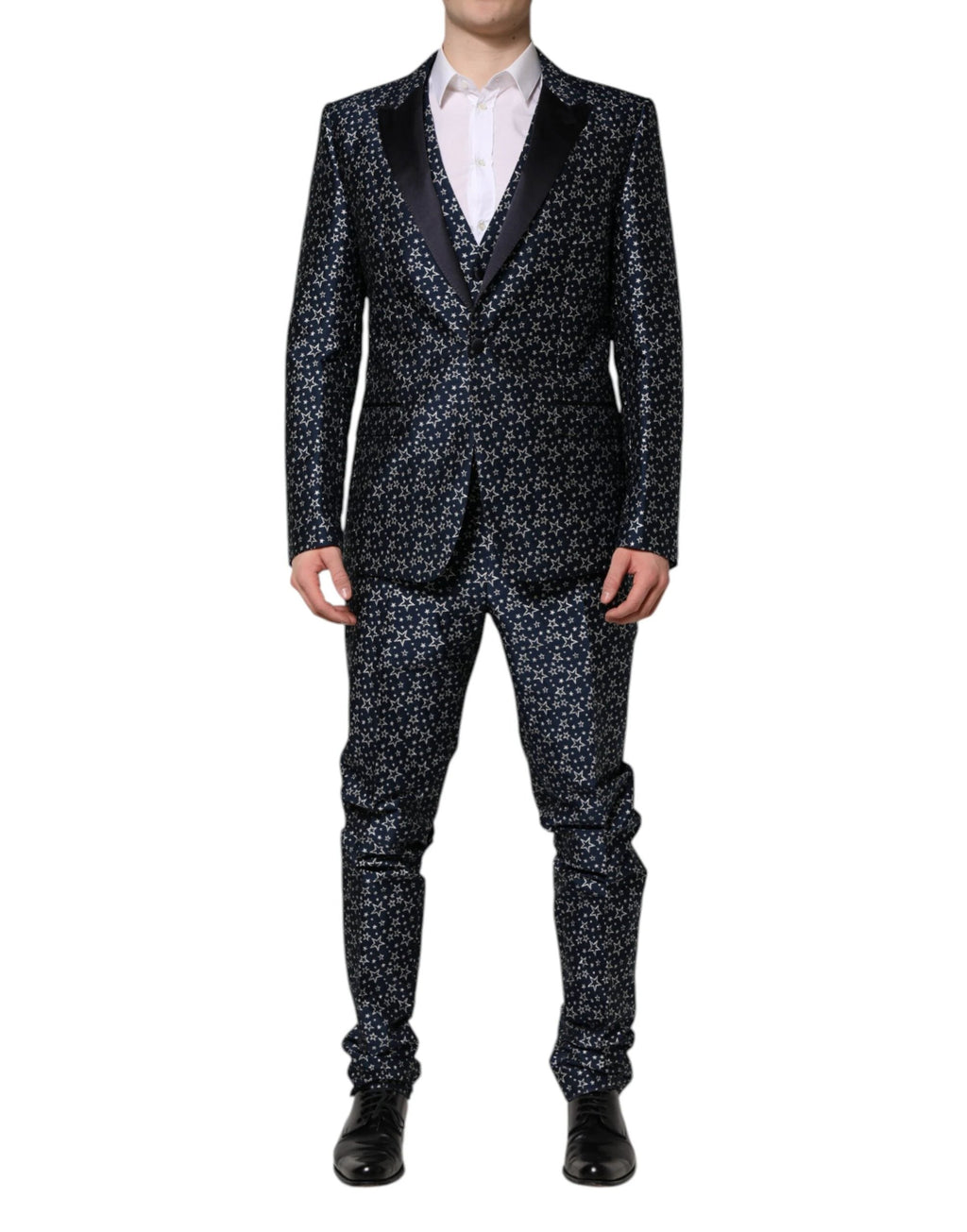 Dolce & Gabbana Blue MARTINI Star Jacquard 3 Piece Suit by Dolce & Gabbana