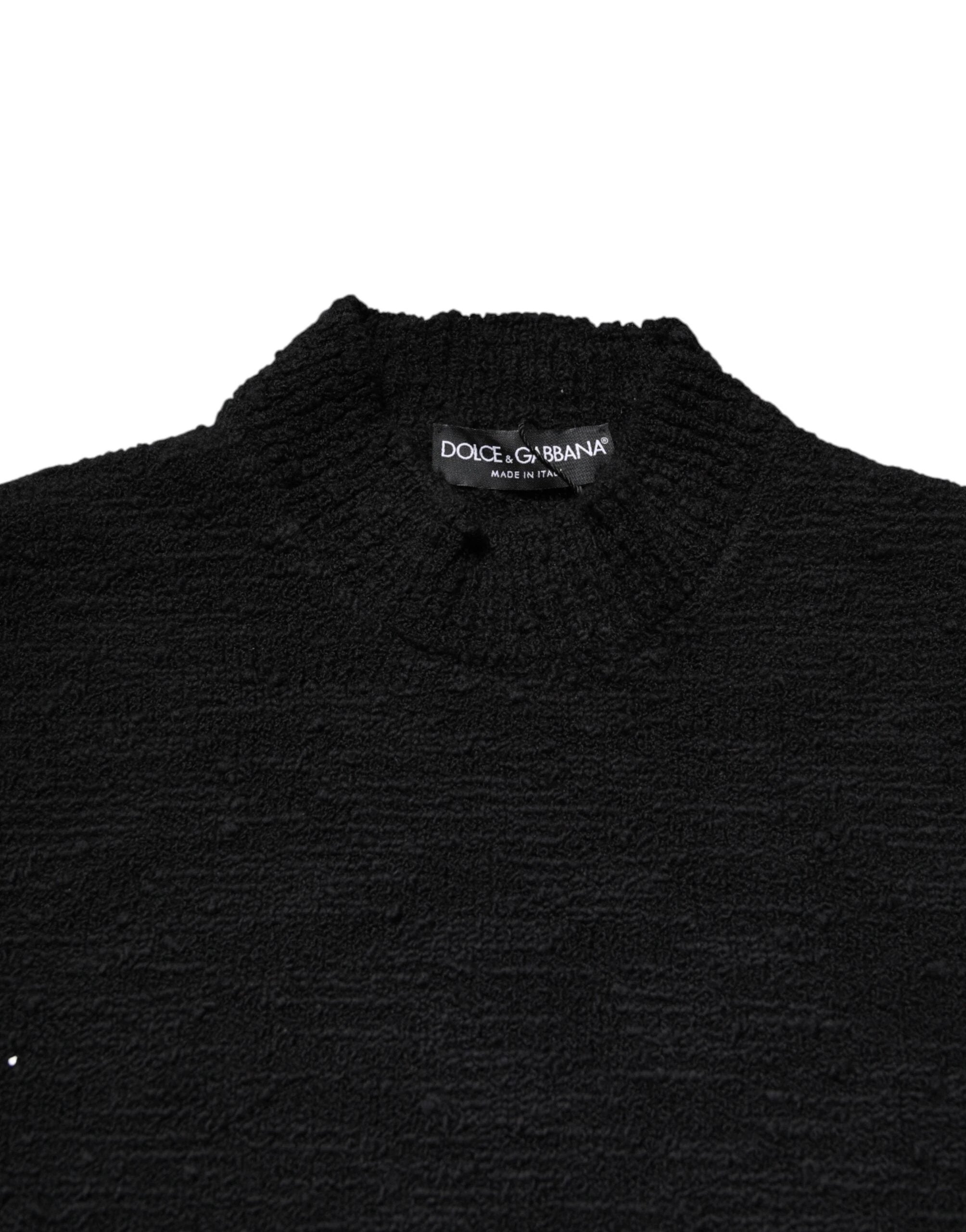Dolce & Gabbana Black Wool Knit Crew Neck Pullover Sweater by Dolce & Gabbana