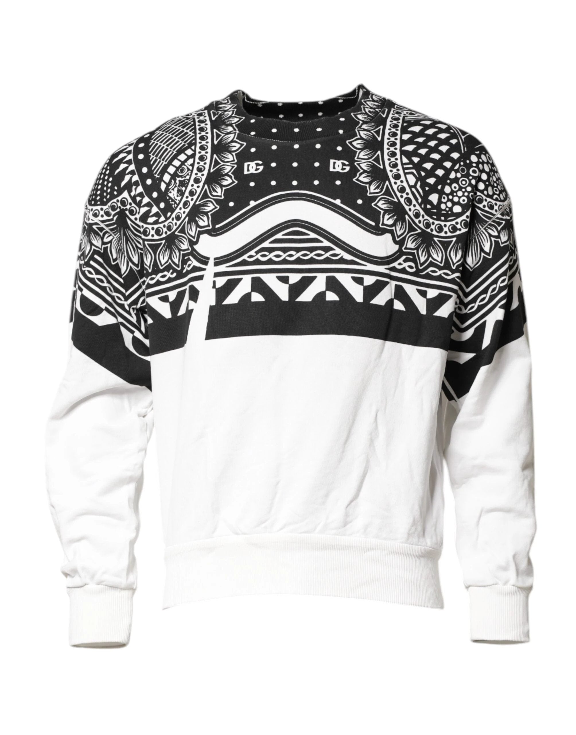 Dolce & Gabbana Black White Bandana Cotton Men Sweatshirt Sweater by Dolce & Gabbana
