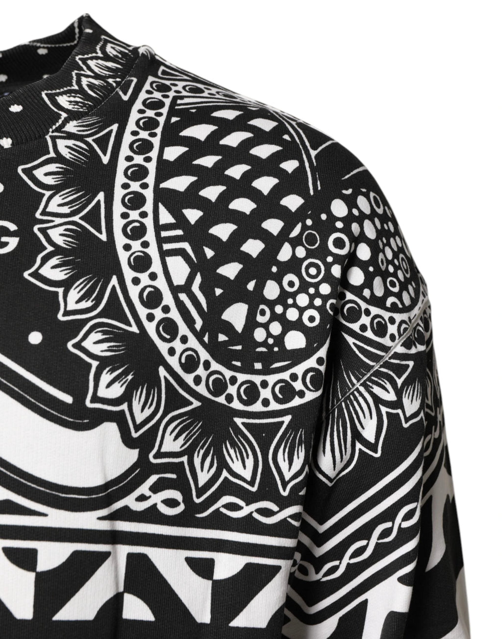 Dolce & Gabbana Black White Bandana Cotton Men Sweatshirt Sweater by Dolce & Gabbana