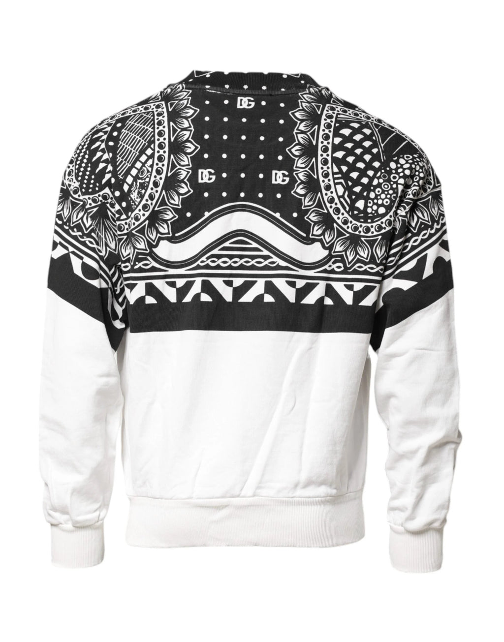 Dolce & Gabbana Black White Bandana Cotton Men Sweatshirt Sweater by Dolce & Gabbana