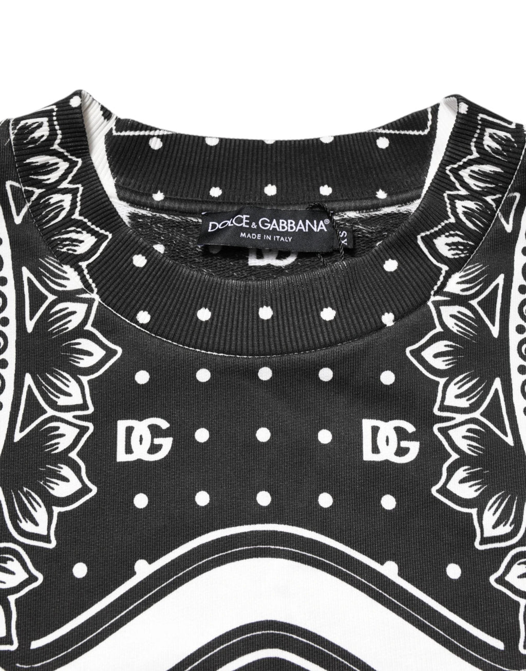 Dolce & Gabbana Black White Bandana Cotton Men Sweatshirt Sweater by Dolce & Gabbana