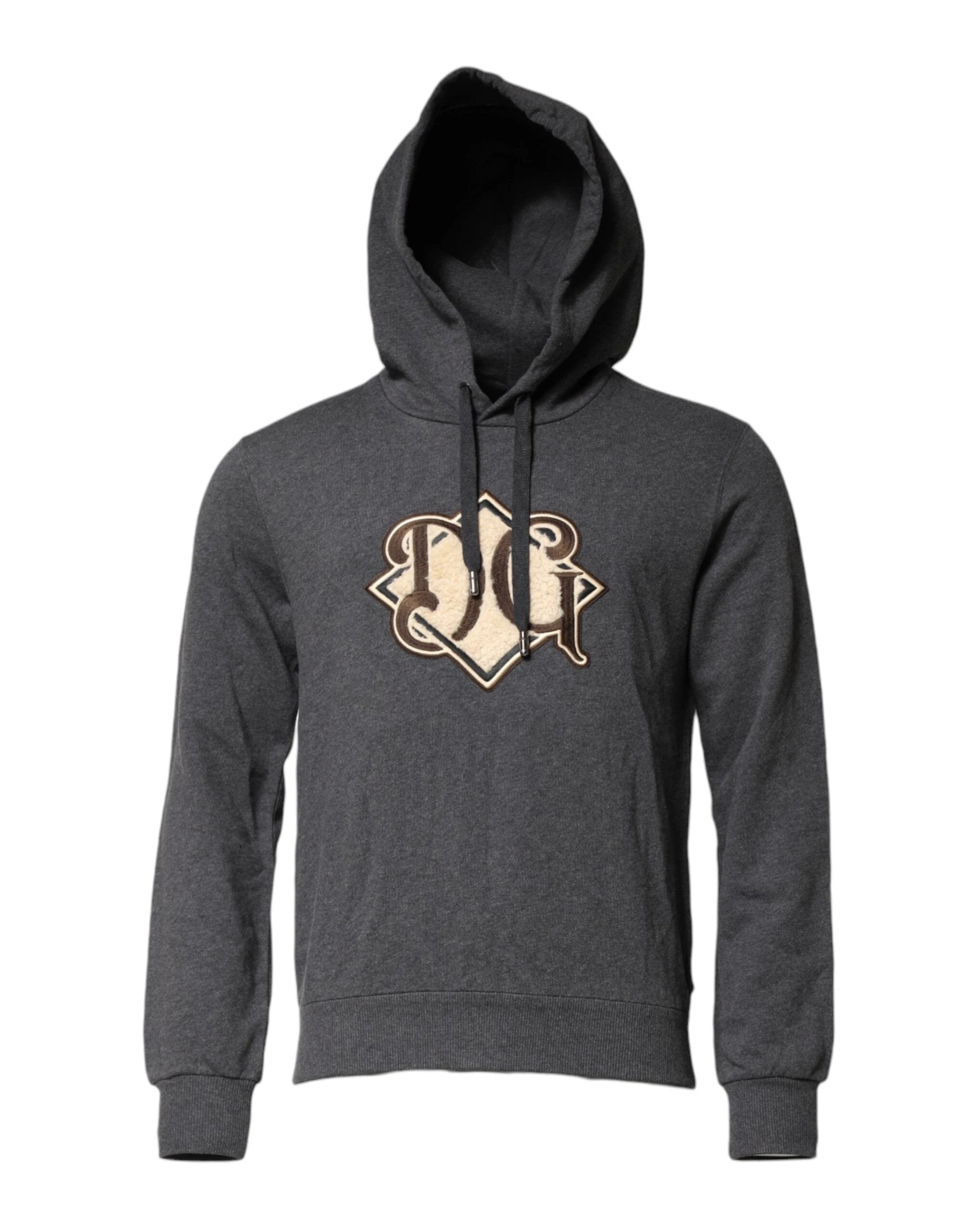 Dolce & Gabbana Gray Logo Patch Hooded Sweatshirt Sweater by Dolce & Gabbana