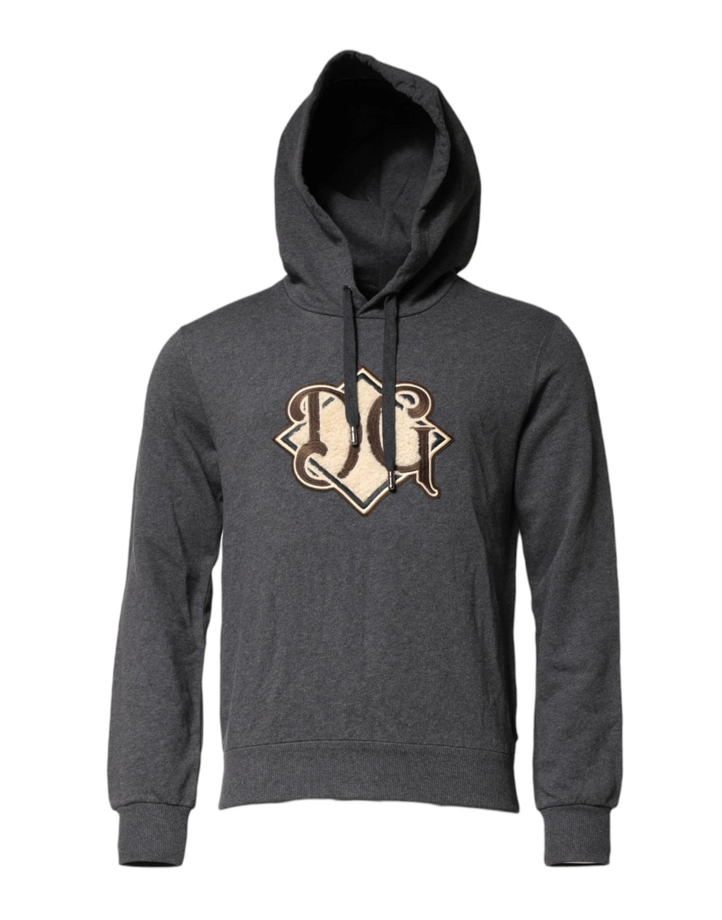 Dolce & Gabbana Gray Logo Patch Hooded Sweatshirt Sweater by Dolce & Gabbana
