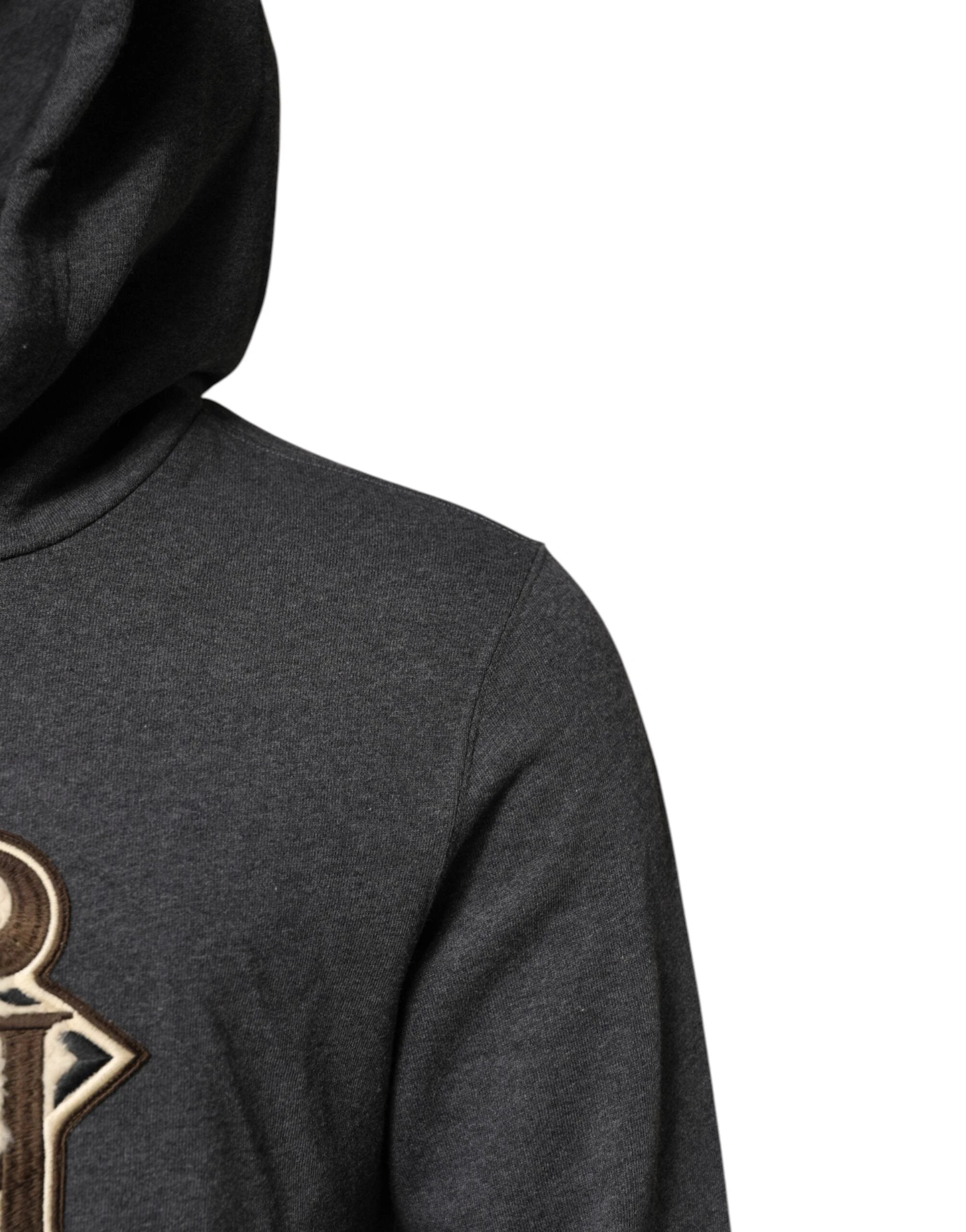 Dolce & Gabbana Gray Logo Patch Hooded Sweatshirt Sweater by Dolce & Gabbana