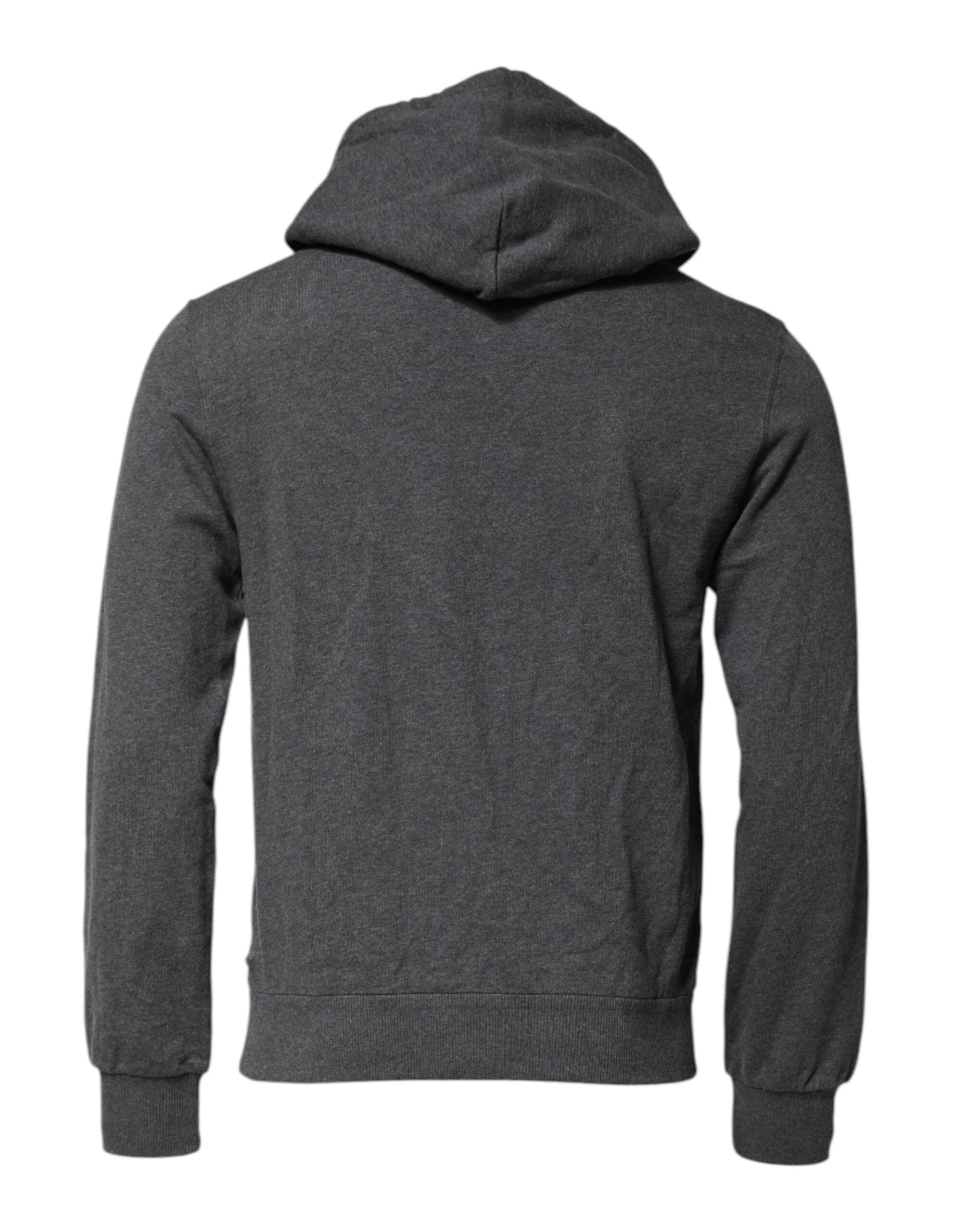 Dolce & Gabbana Gray Logo Patch Hooded Sweatshirt Sweater by Dolce & Gabbana