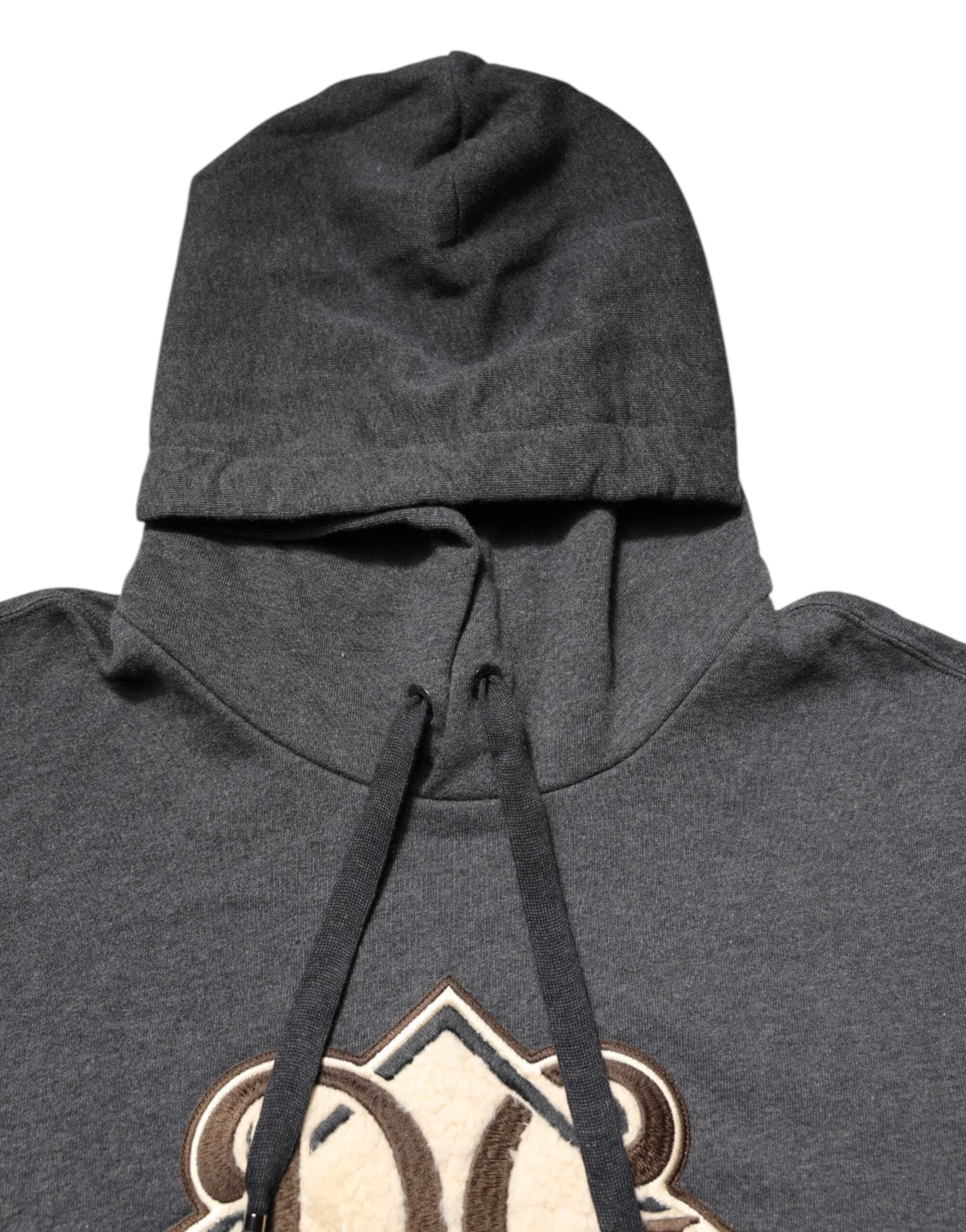 Dolce & Gabbana Gray Logo Patch Hooded Sweatshirt Sweater by Dolce & Gabbana