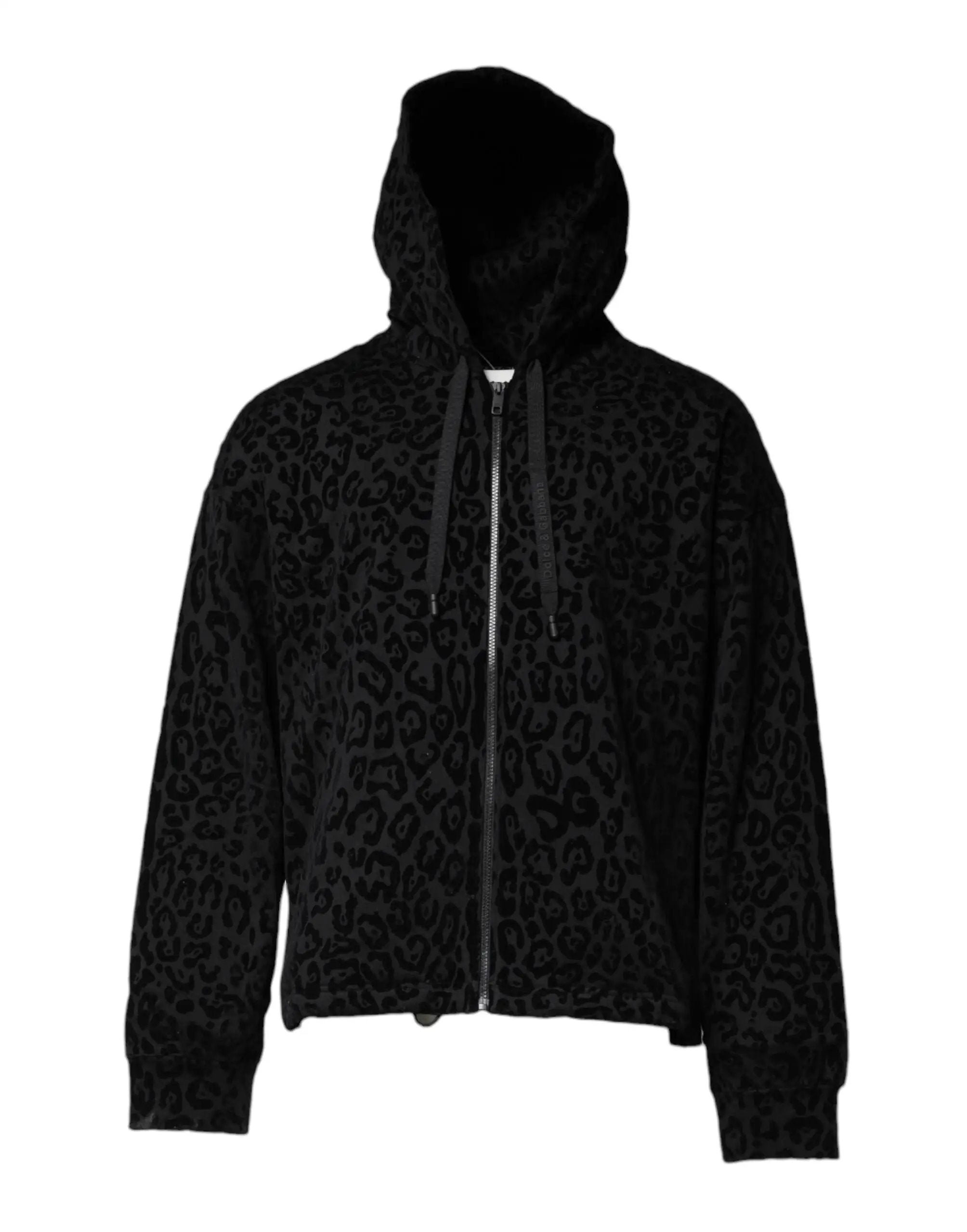 Sweat-shirt à capuche zippé Dolce &amp; Gabbana léopard noir