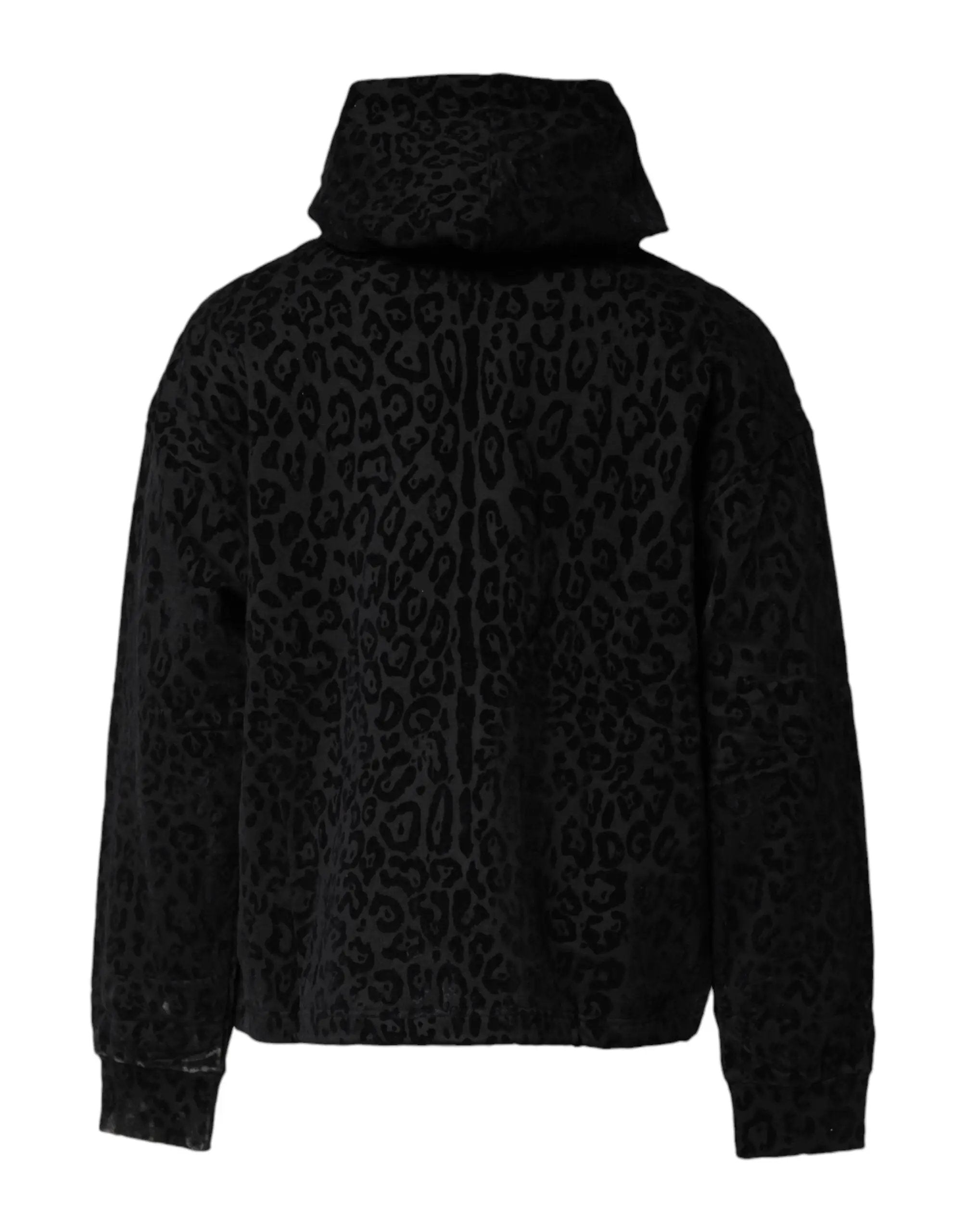Sweat-shirt à capuche zippé Dolce &amp; Gabbana léopard noir