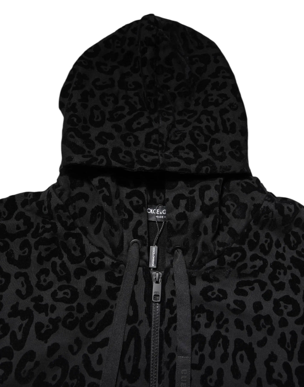 Sweat-shirt à capuche zippé Dolce &amp; Gabbana léopard noir