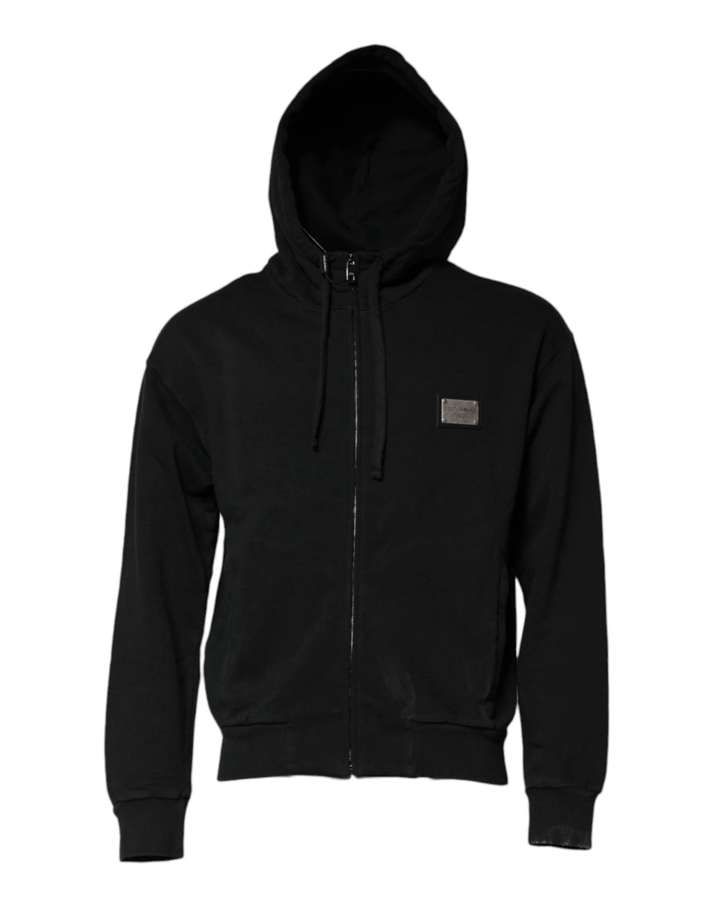 Sweat-shirt à capuche zippé Dolce &amp; Gabbana noir avec logo intégral pour homme