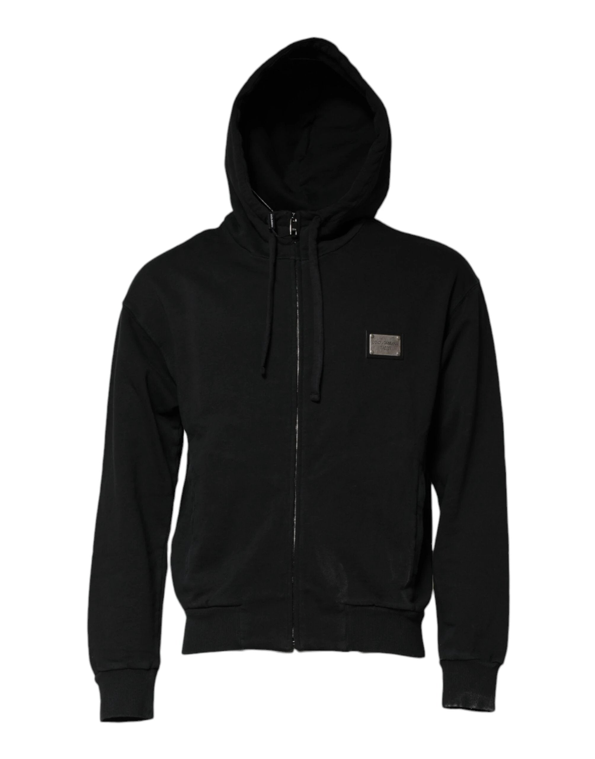 Sweat-shirt à capuche zippé Dolce &amp; Gabbana noir avec logo intégral pour homme