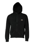 Sweat-shirt à capuche zippé Dolce &amp; Gabbana noir avec logo intégral pour homme