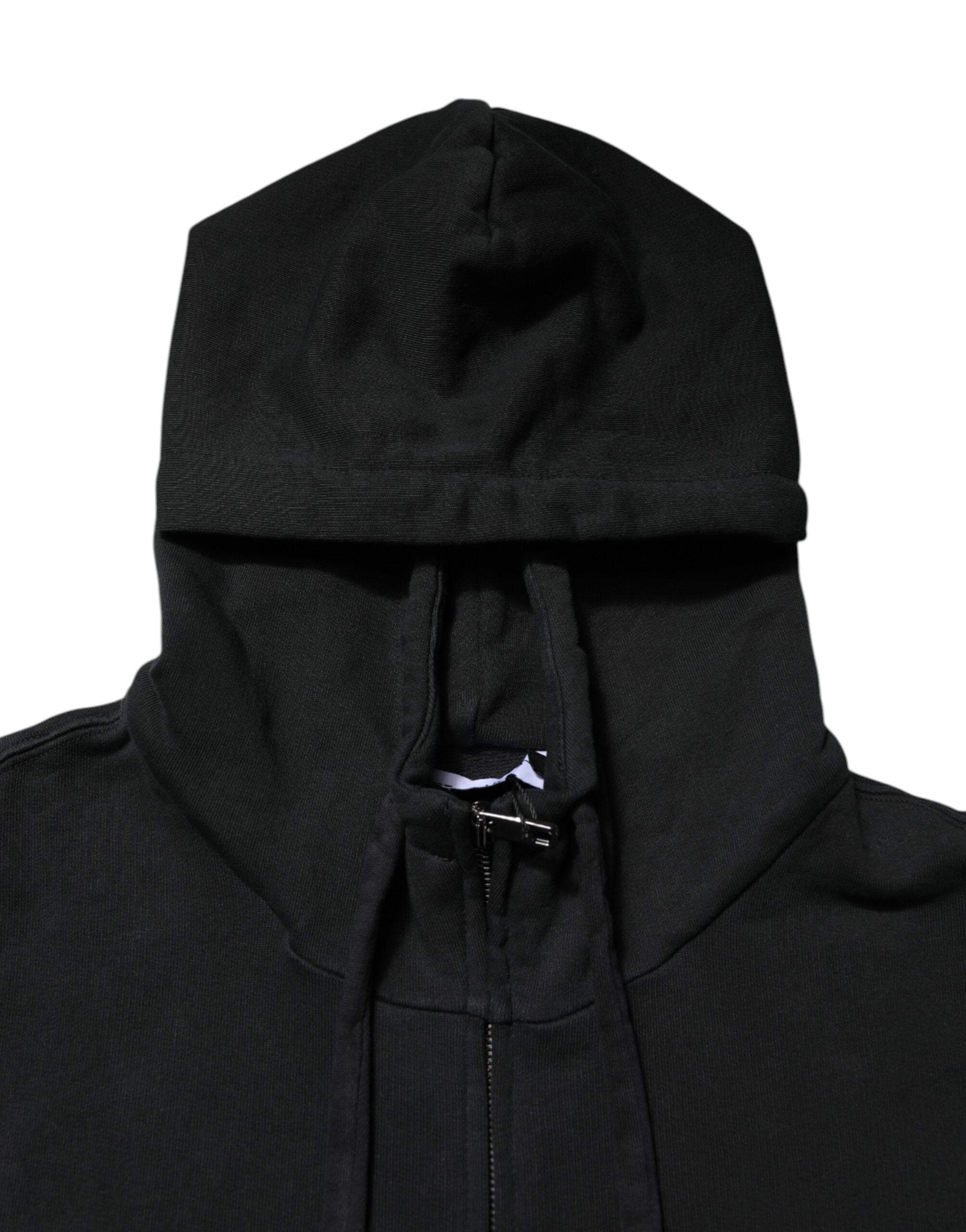 Sweat-shirt à capuche zippé Dolce &amp; Gabbana noir avec logo intégral pour homme