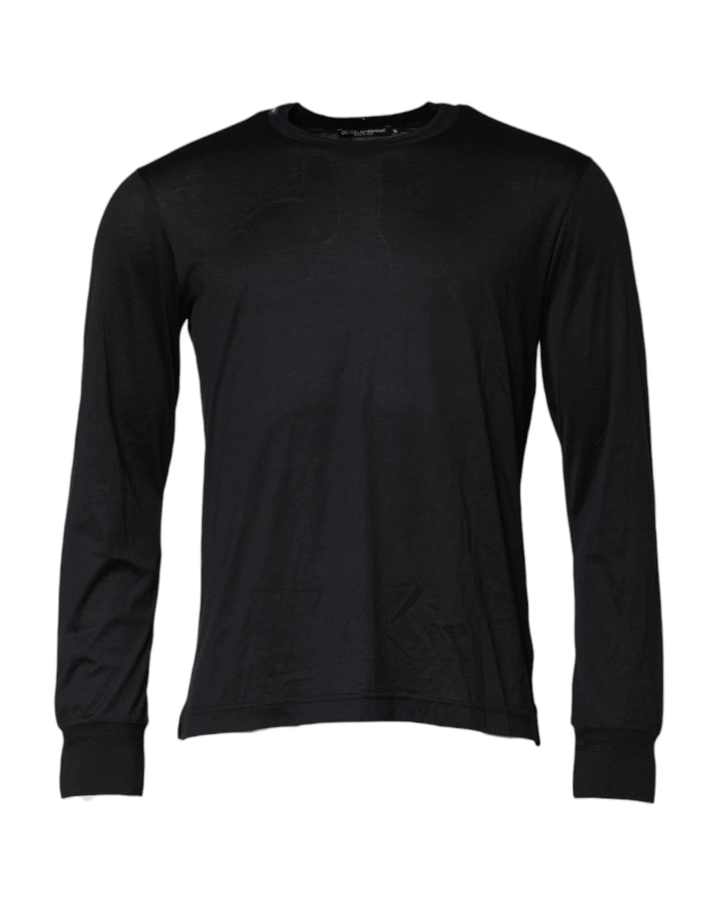 Dolce & Gabbana Dark Blue Silk Crew Neck Men Pullover Sweater by Dolce & Gabbana