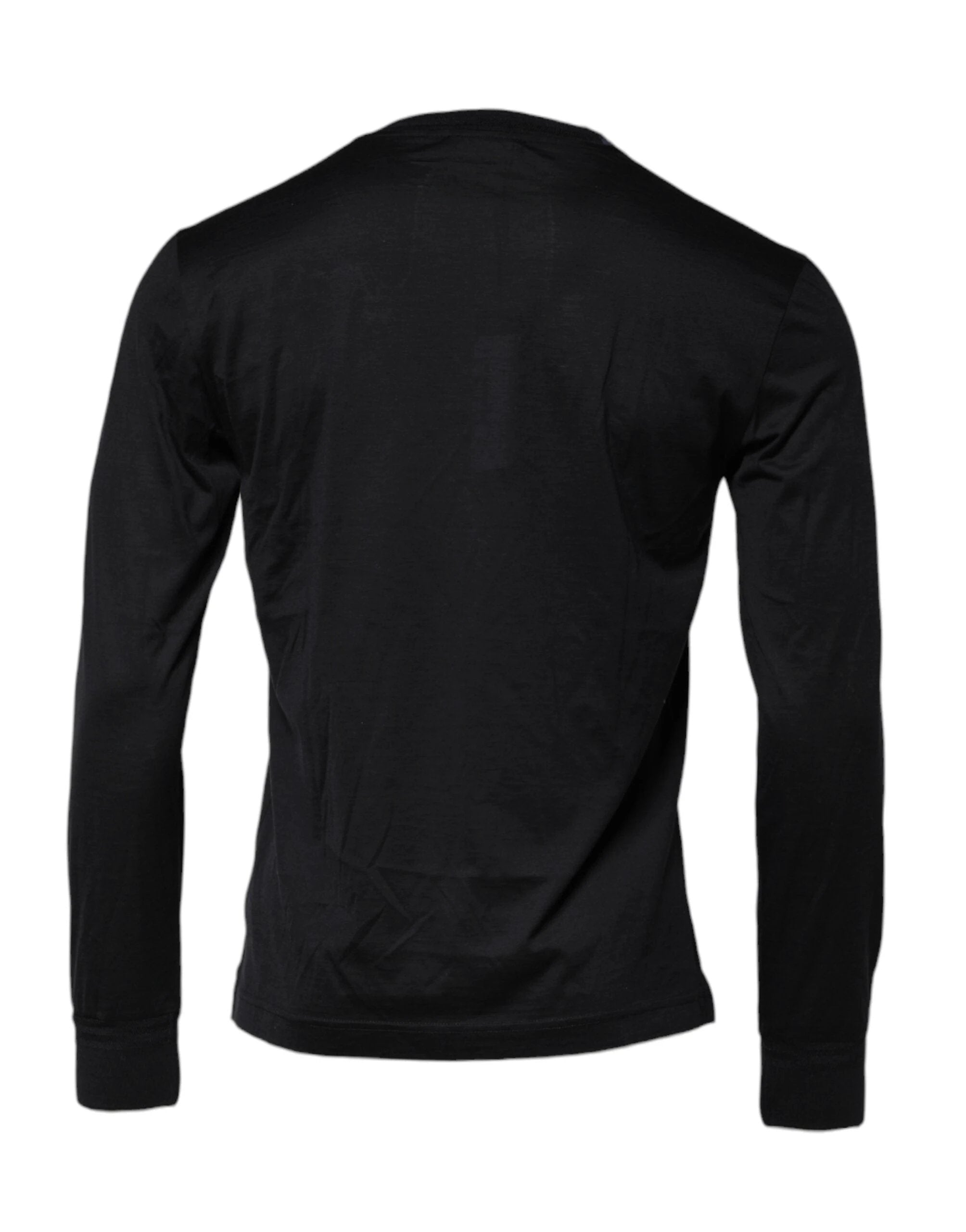 Dolce & Gabbana Dark Blue Silk Crew Neck Men Pullover Sweater by Dolce & Gabbana