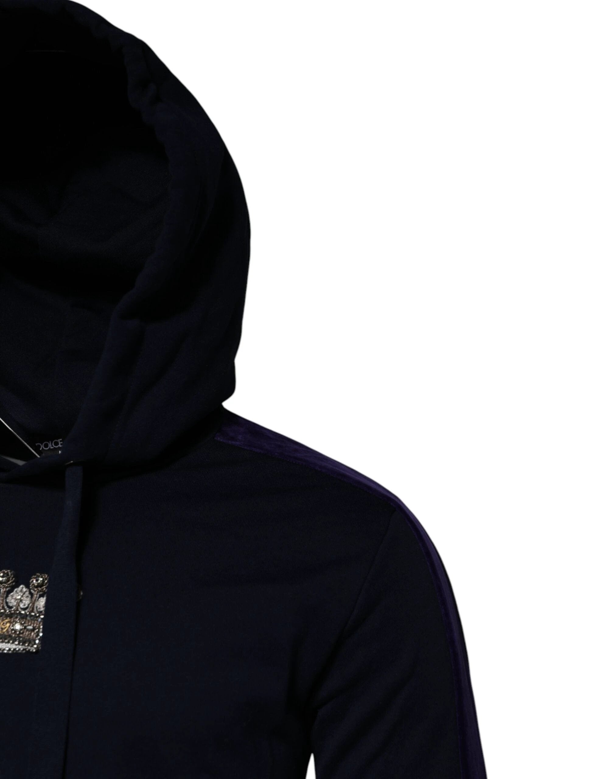 Dolce & Gabbana Black Crown Cotton Hooded Sweatshirt Sweater by Dolce & Gabbana