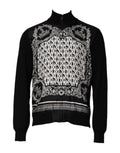 Dolce & Gabbana Black White Bandana Print Full Zip Sweater by Dolce & Gabbana