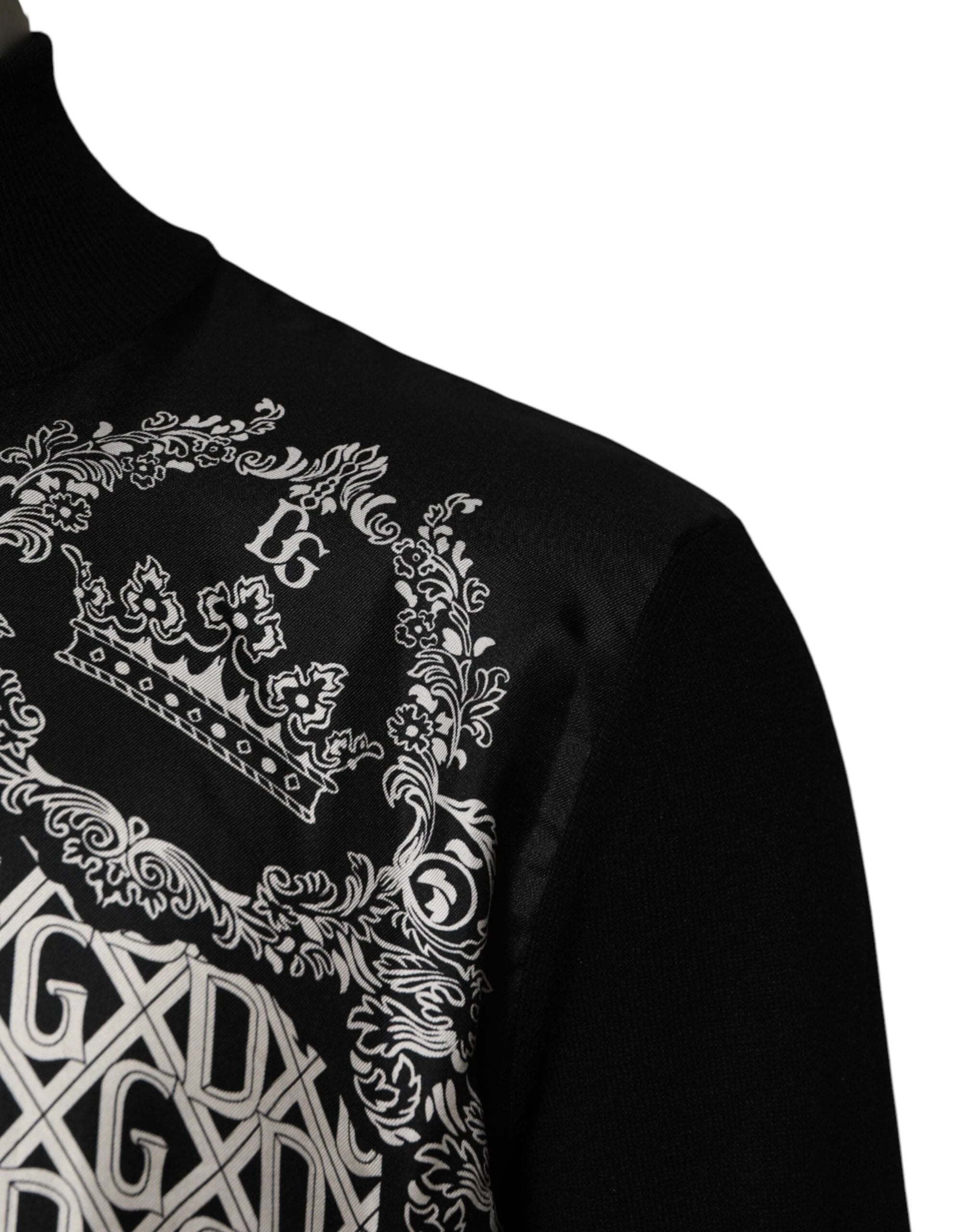Dolce & Gabbana Black White Bandana Print Full Zip Sweater by Dolce & Gabbana