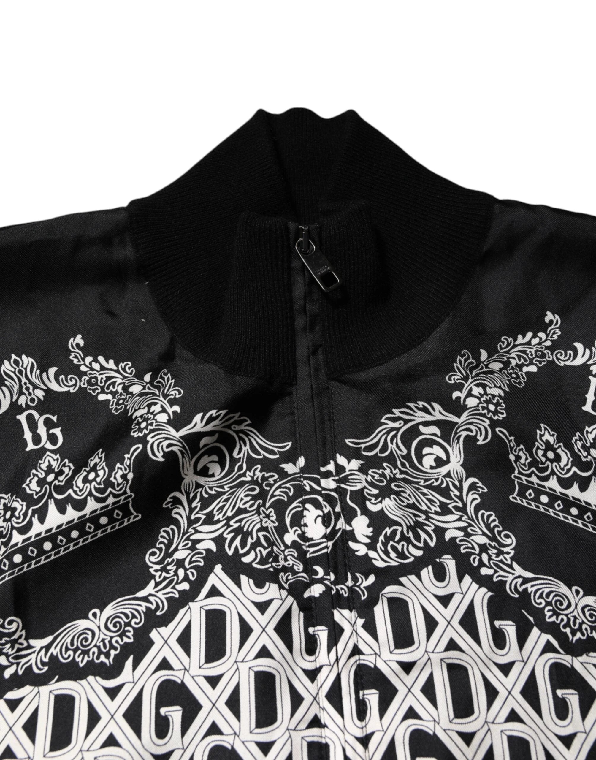 Dolce & Gabbana Black White Bandana Print Full Zip Sweater by Dolce & Gabbana