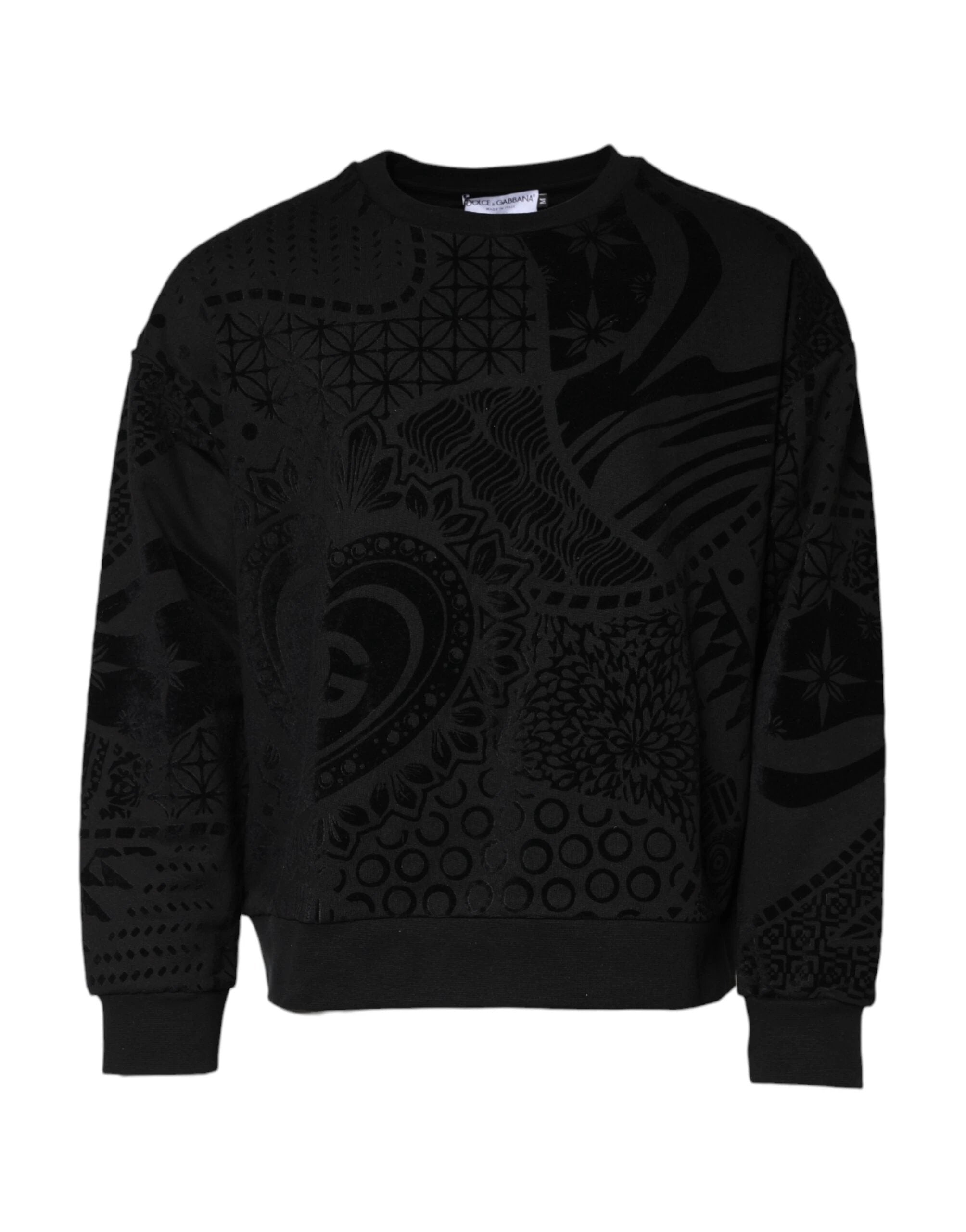 Dolce & Gabbana Black Printed Crew Neck Sweatshirt Sweater by Dolce & Gabbana