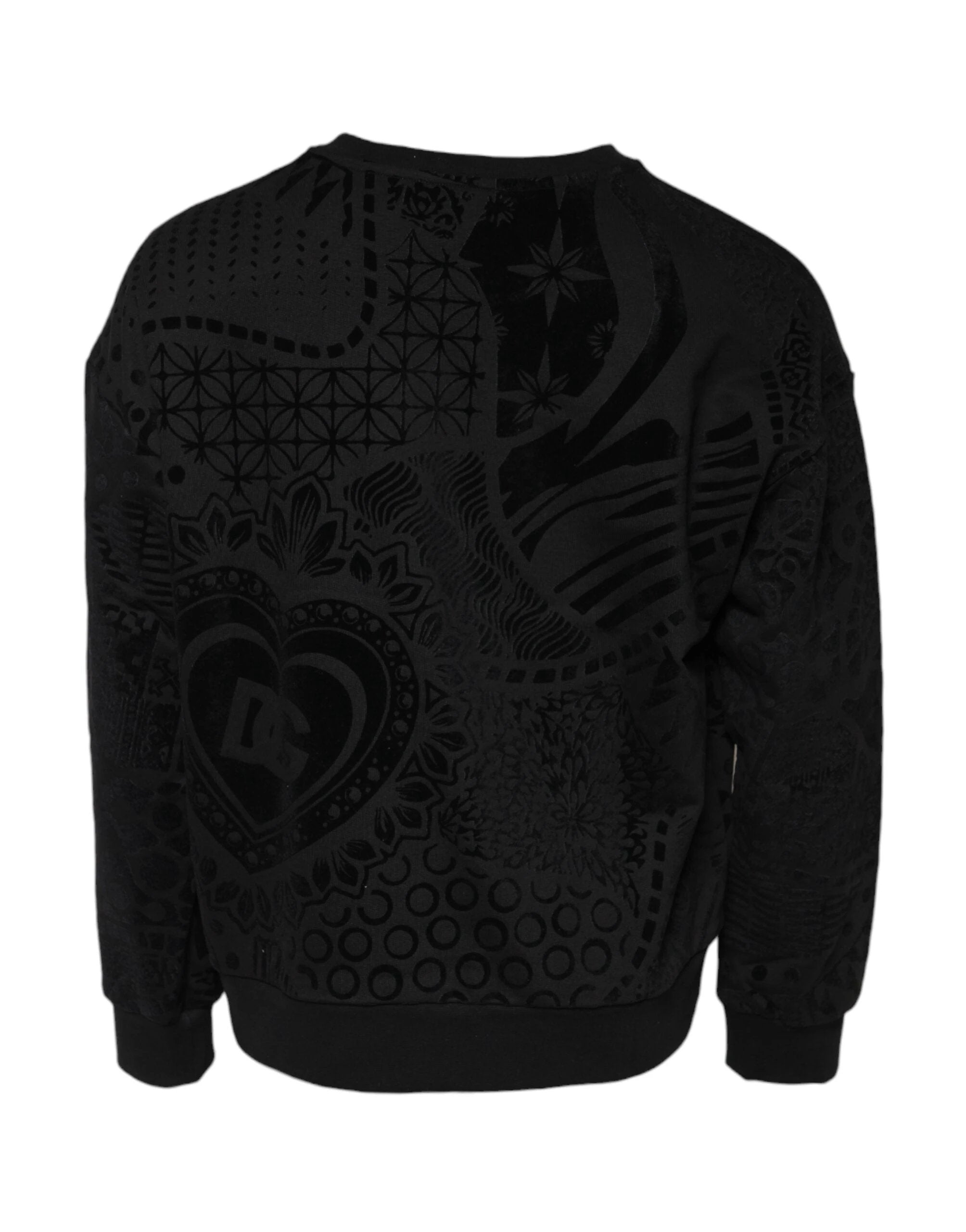 Dolce & Gabbana Black Printed Crew Neck Sweatshirt Sweater by Dolce & Gabbana