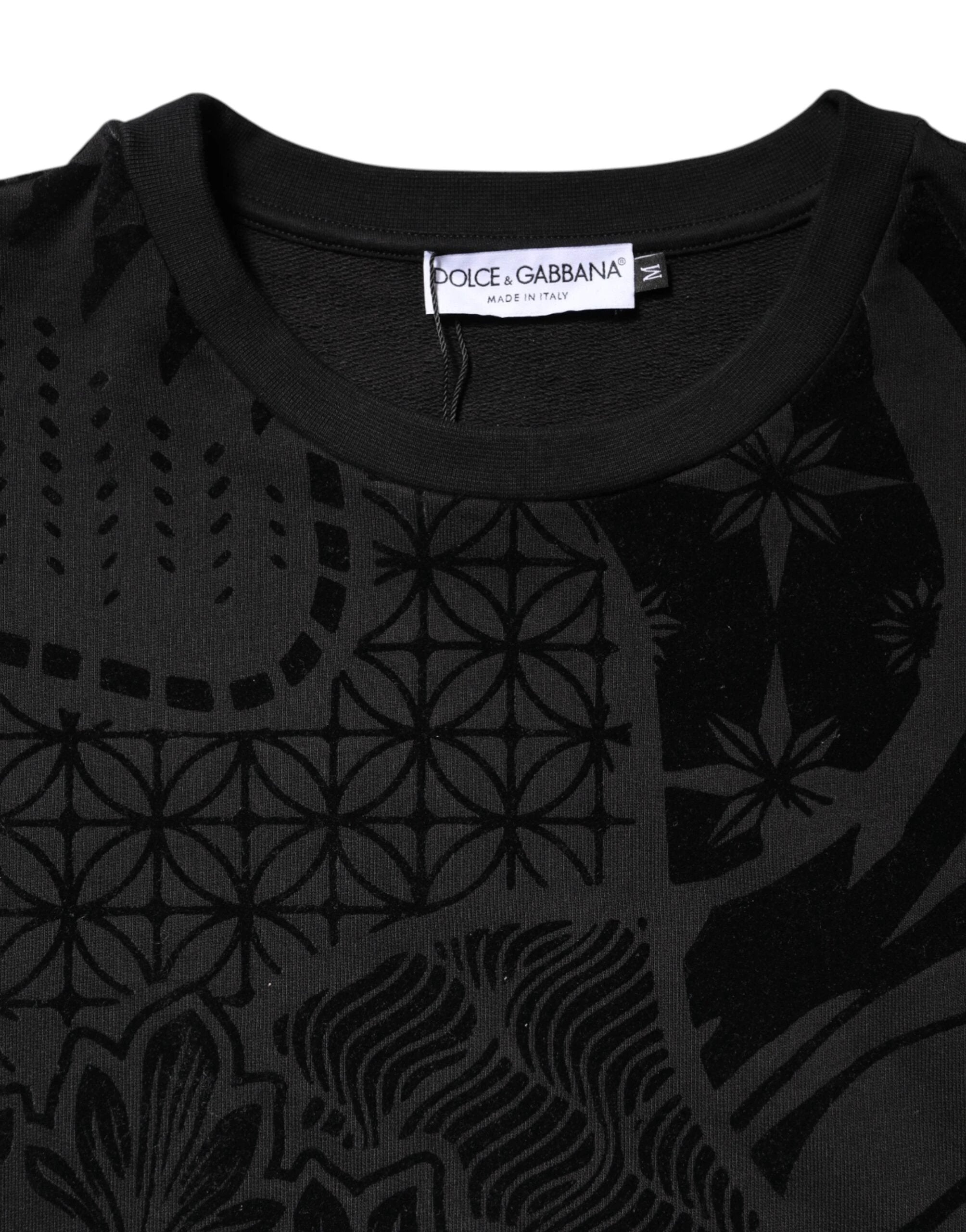Dolce & Gabbana Black Printed Crew Neck Sweatshirt Sweater by Dolce & Gabbana