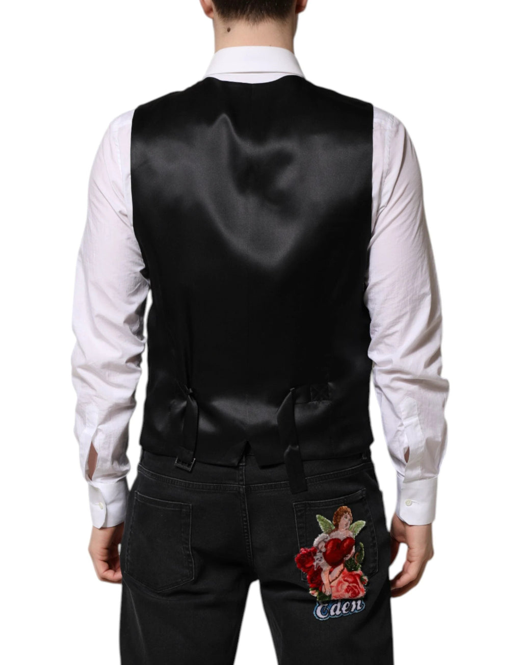 Dolce & Gabbana Black Lurex Dress Formal Men Waistcoat Vest by Dolce & Gabbana