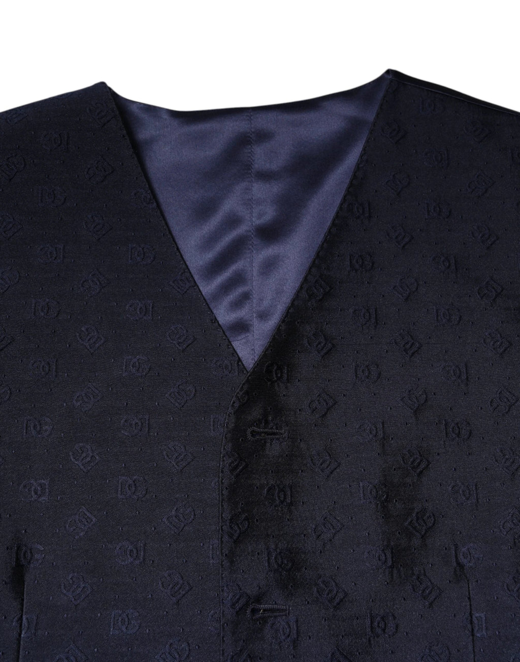 Dolce & Gabbana Dark Blue Logo Wool Formal Men Waistcoat Vest by Dolce & Gabbana