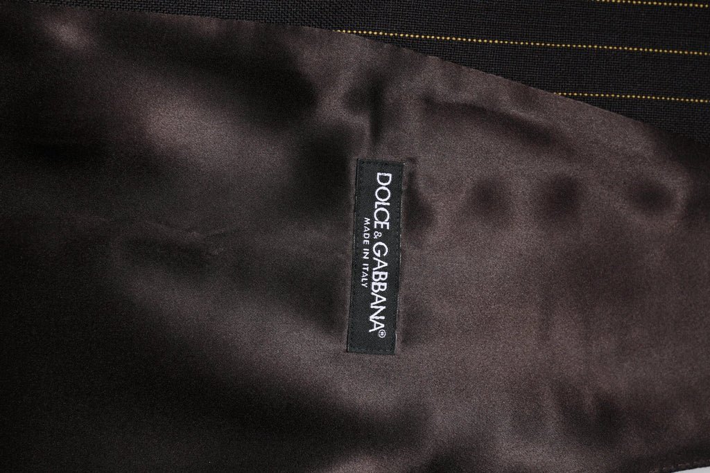Dolce & Gabbana Black Stripes Wool Formal Men Waistcoat Vest by Dolce & Gabbana