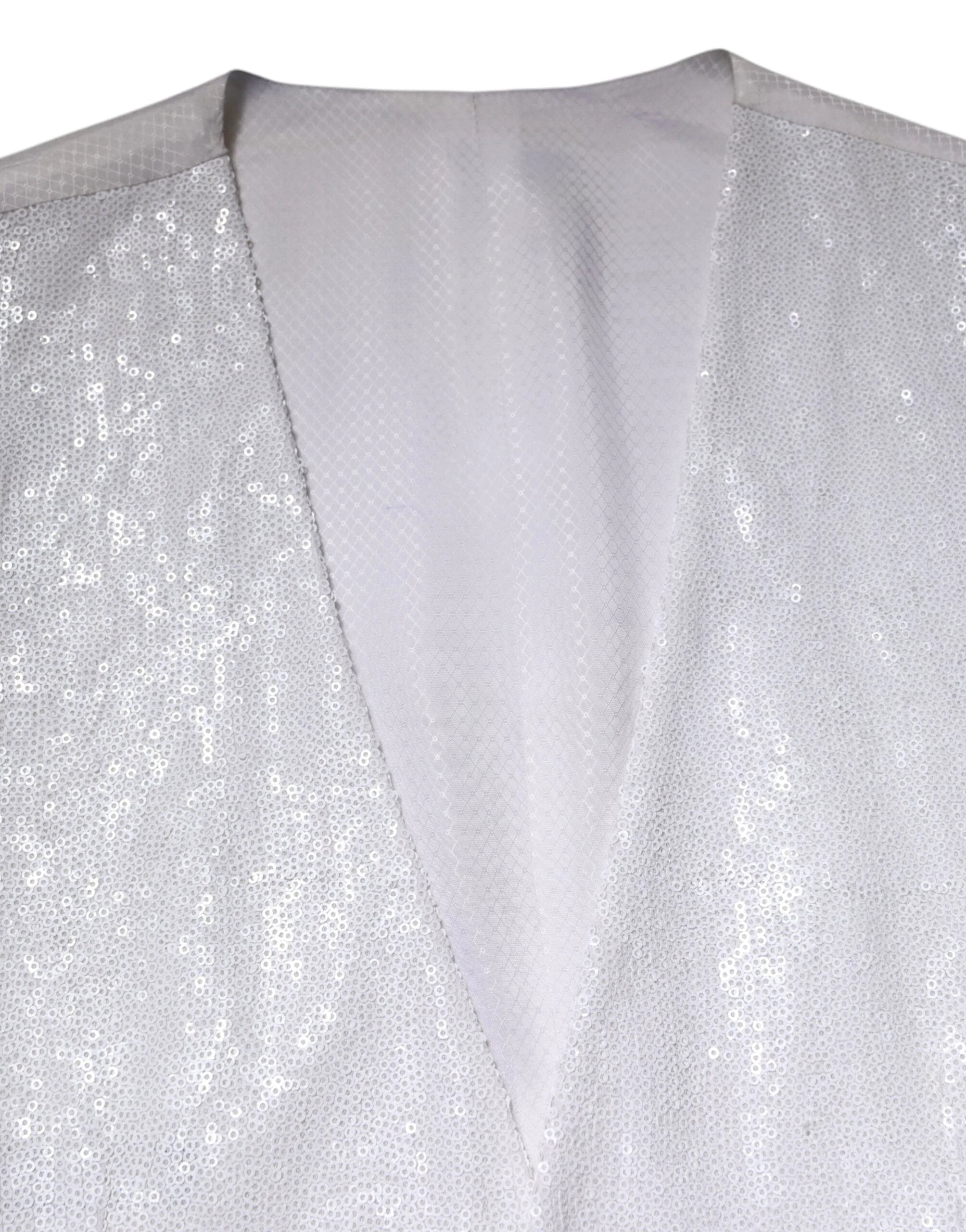 Dolce & Gabbana White Sequined Dress Formal Waistcoat Vest by Dolce & Gabbana