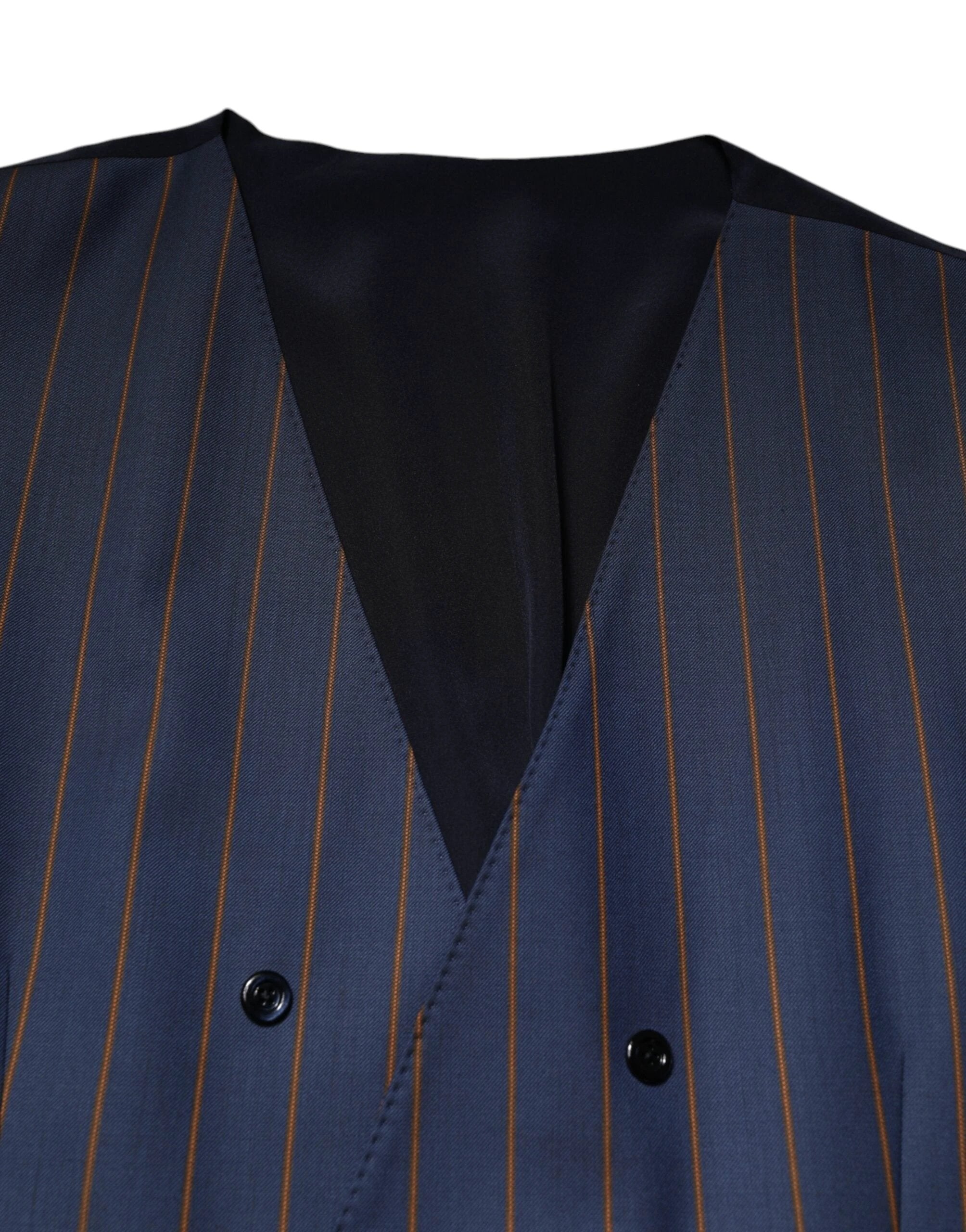 Dolce & Gabbana Blue Stripes Wool Formal Men Waistcoat Vest by Dolce & Gabbana