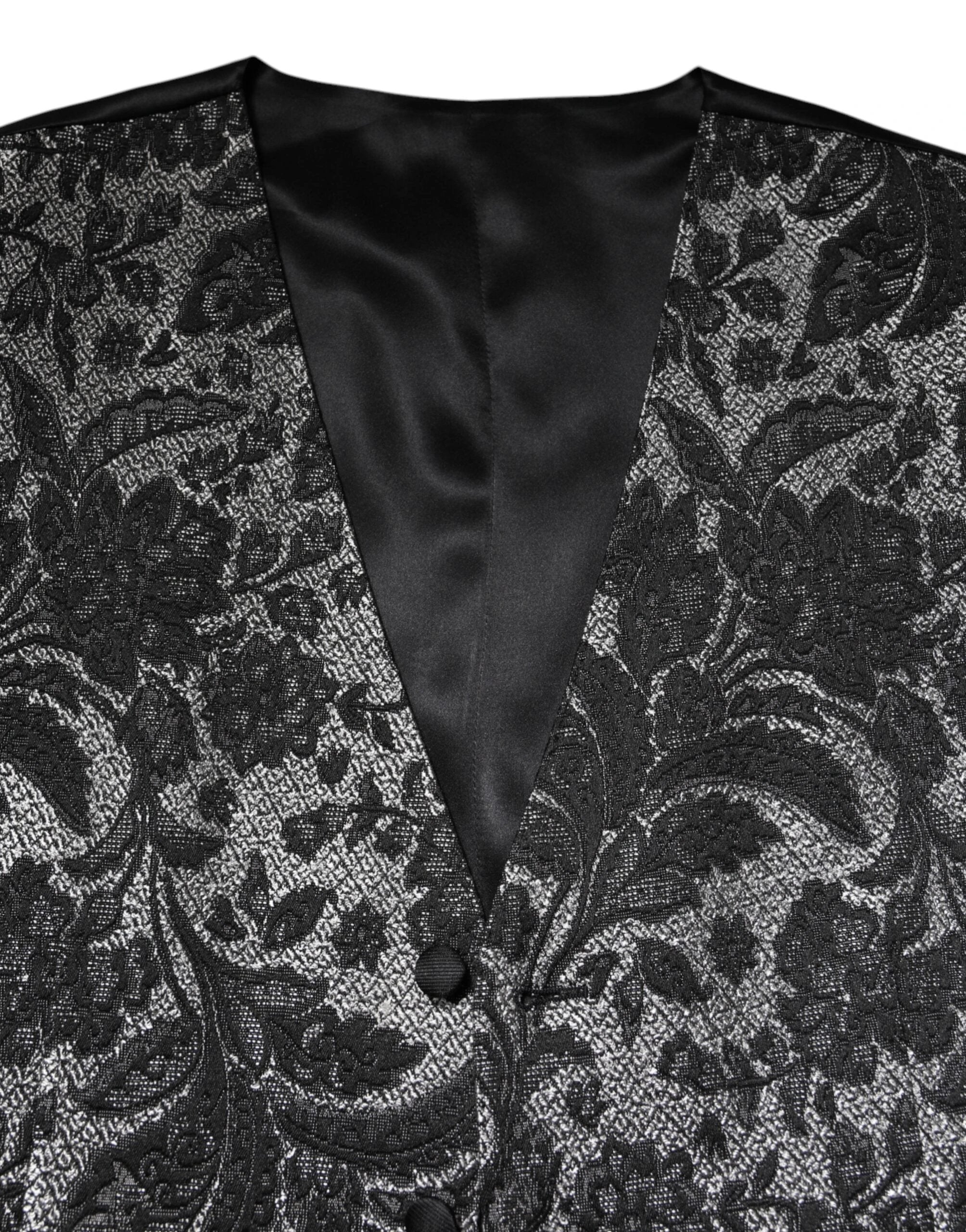 Dolce & Gabbana Black Gray Brocade Formal Men Waistcoat Vest by Dolce & Gabbana