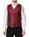 Dolce & Gabbana Red Floral Brocade Formal Men Waistcoat Vest by Dolce & Gabbana