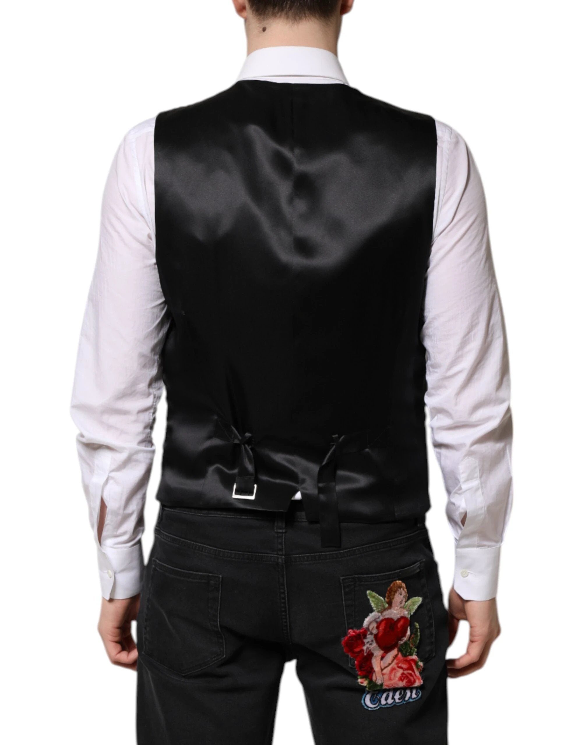 Dolce & Gabbana Red Floral Brocade Formal Men Waistcoat Vest by Dolce & Gabbana