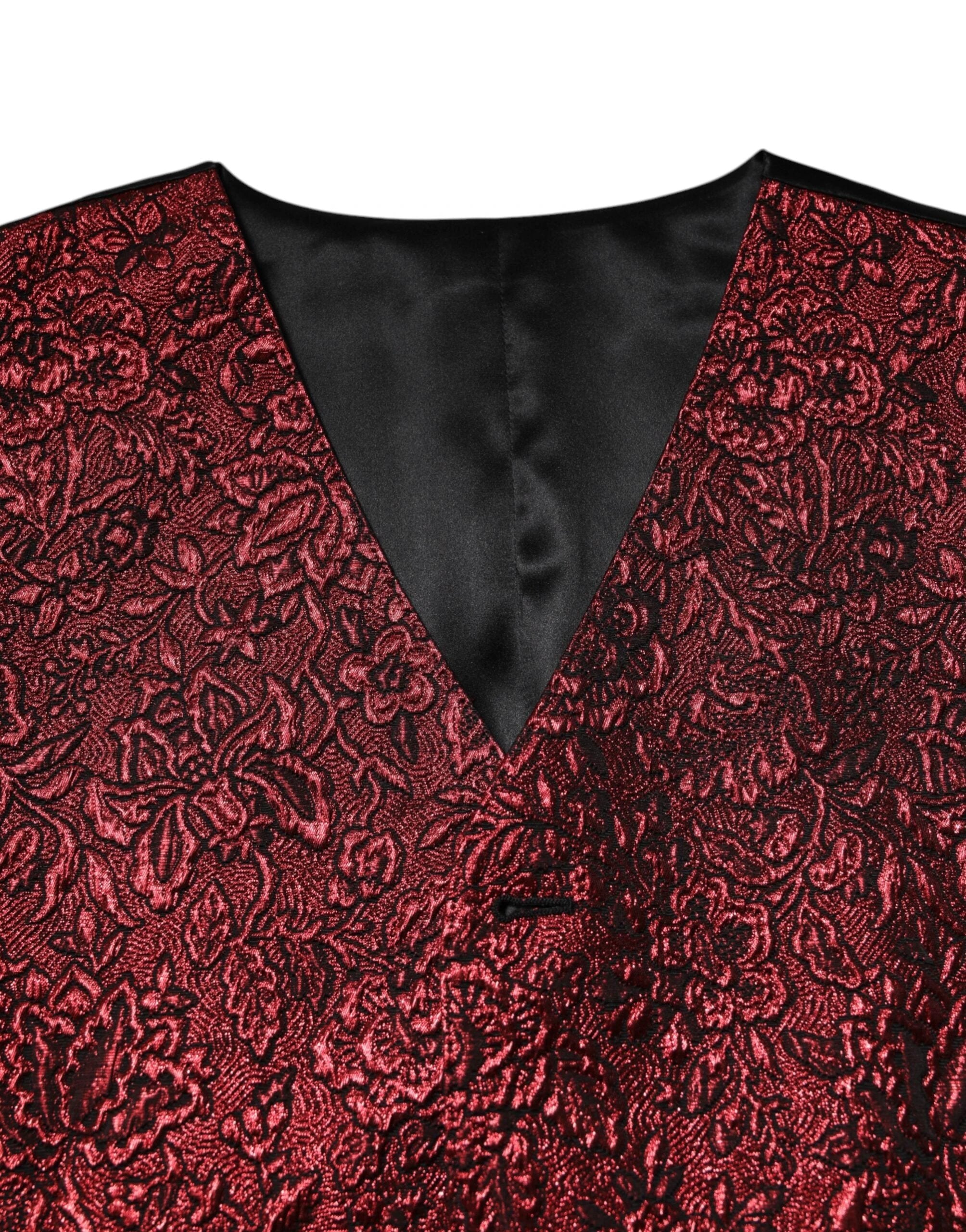 Dolce & Gabbana Red Floral Brocade Formal Men Waistcoat Vest by Dolce & Gabbana
