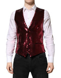 Dolce & Gabbana Red Sequined Dress Formal Men Waistcoat Vest by Dolce & Gabbana