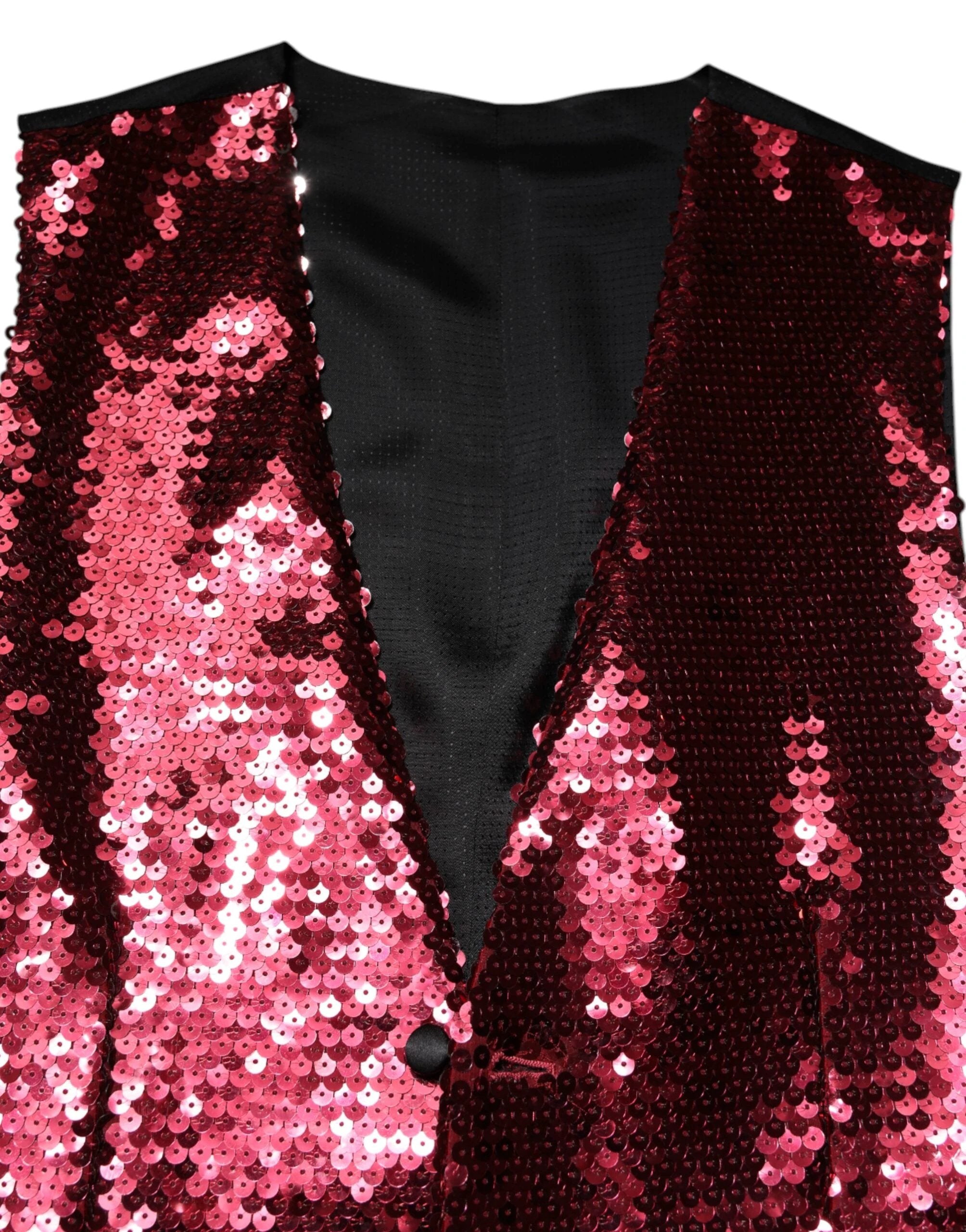 Dolce & Gabbana Red Sequined Dress Formal Men Waistcoat Vest by Dolce & Gabbana