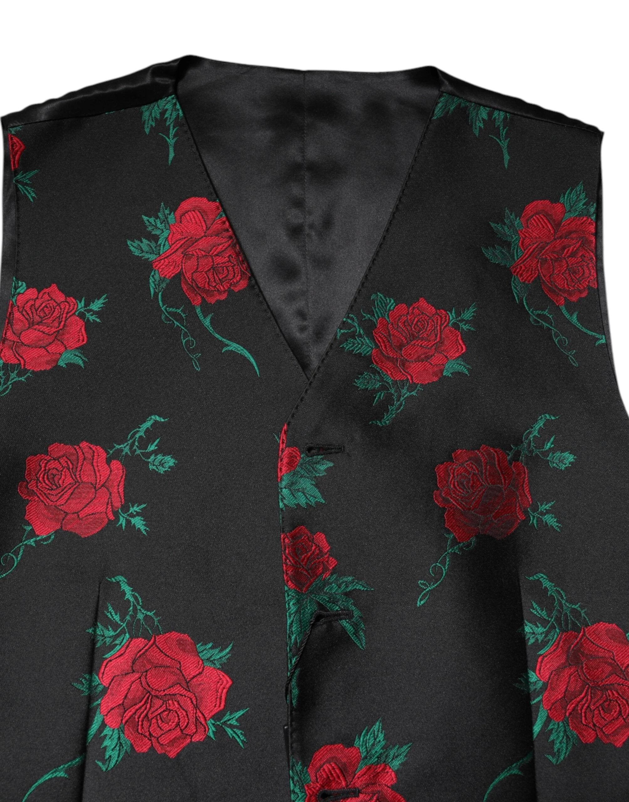 Dolce & Gabbana Red Floral Brocade Formal Men Waistcoat Vest by Dolce & Gabbana