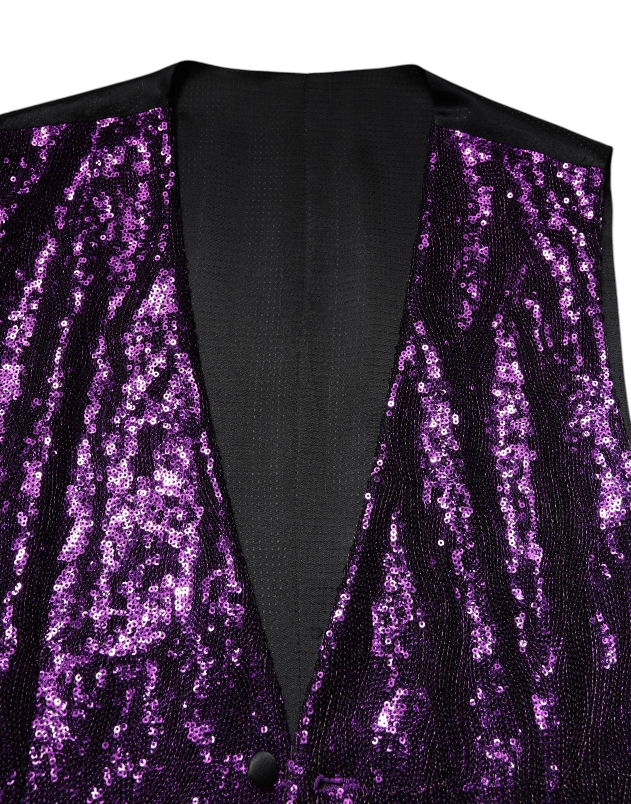 Dolce & Gabbana Purple Sequined Dress Formal Waistcoat Vest by Dolce & Gabbana