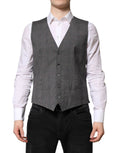 Dolce & Gabbana Gray Plaid Wool Formal Dress Waistcoat Vest by Dolce & Gabbana