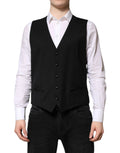 Dolce & Gabbana Black Wool Dress Formal Men Waistcoat Vest by Dolce & Gabbana