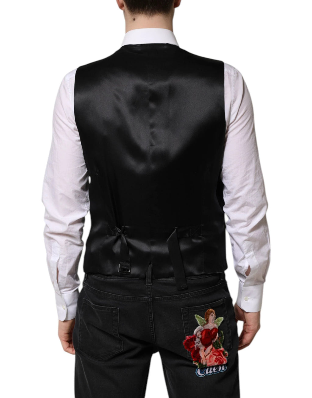 Dolce & Gabbana Black Wool Dress Formal Men Waistcoat Vest by Dolce & Gabbana