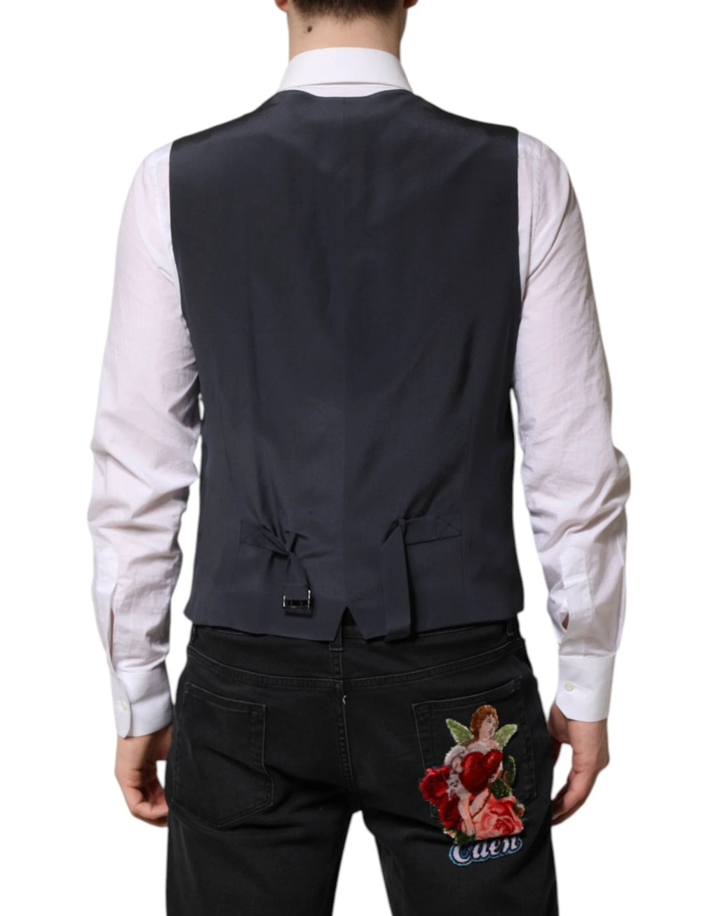 Dolce & Gabbana Gray Plaid Wool Formal Dress Waistcoat Vest by Dolce & Gabbana