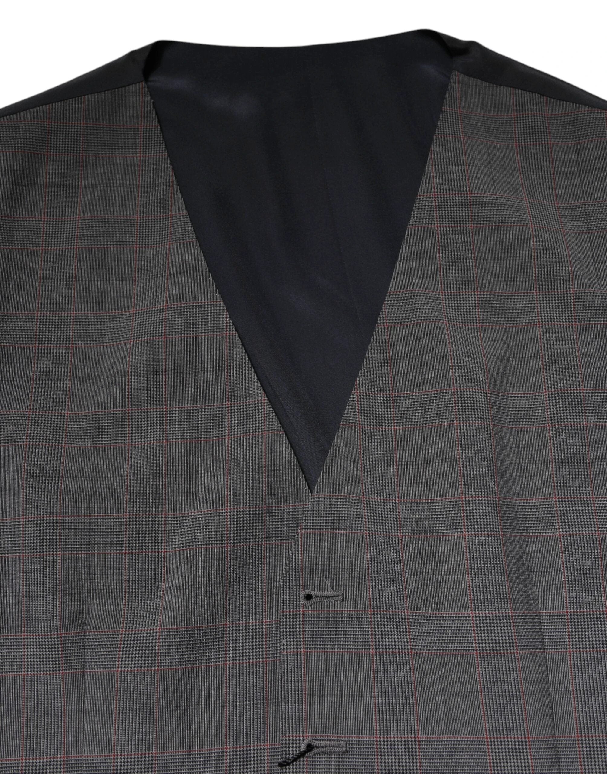 Dolce & Gabbana Gray Plaid Wool Formal Dress Waistcoat Vest by Dolce & Gabbana