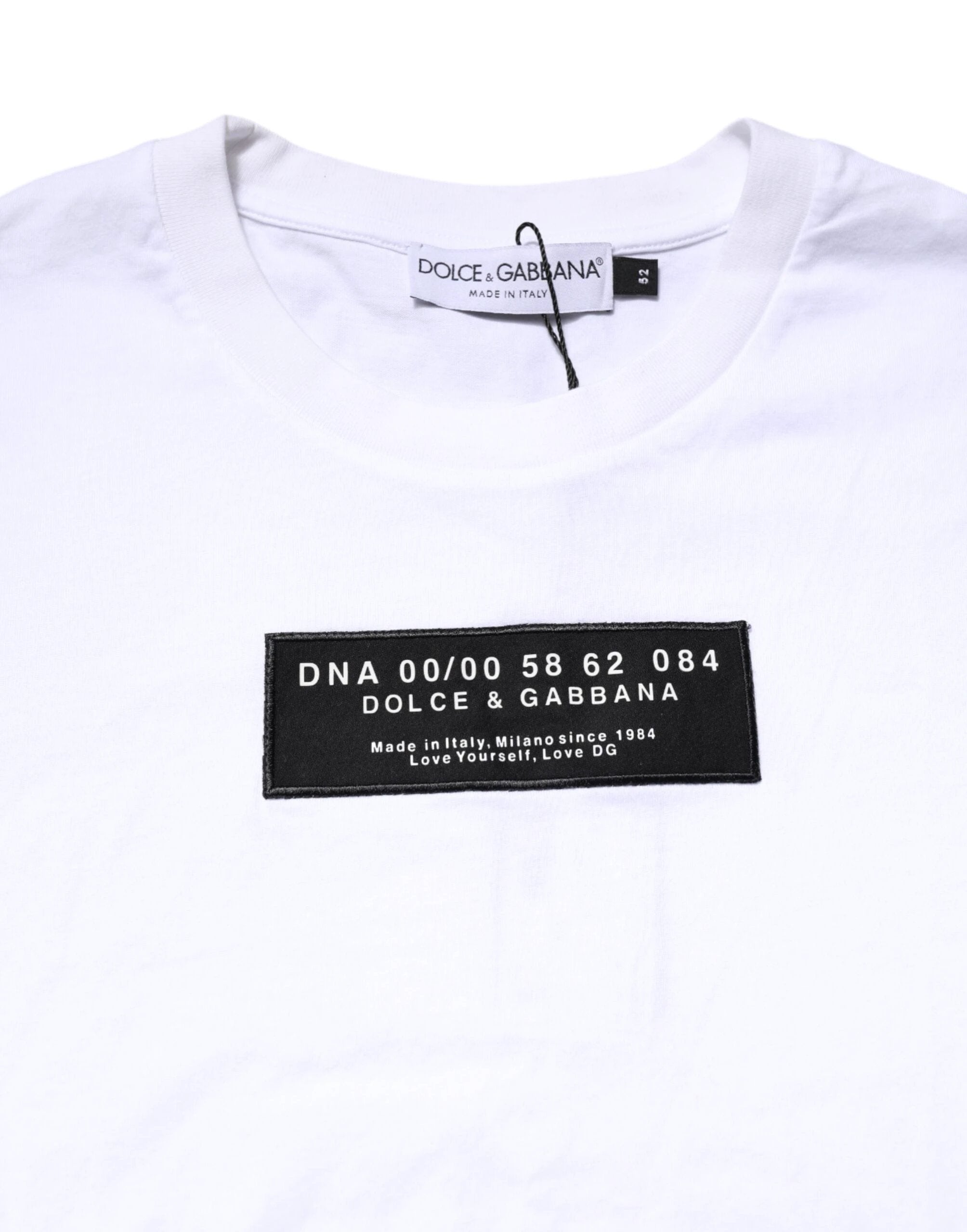 Dolce & Gabbana White Cotton Logo Patch Crew Neck T-shirt by Dolce & Gabbana