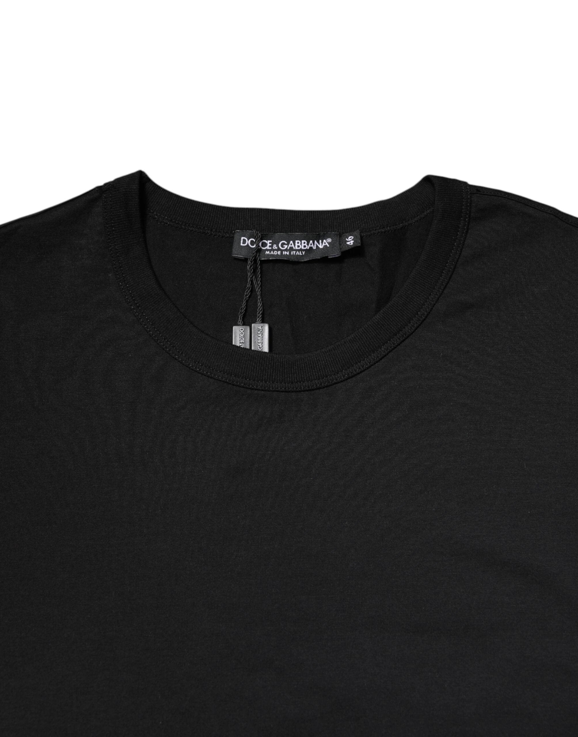 Dolce & Gabbana Black Cotton Short Sleeves Round Neck T-shirt by Dolce & Gabbana