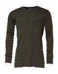 Dolce & Gabbana Dark Green Long Sleeves Crew Neck T-shirt by Dolce & Gabbana