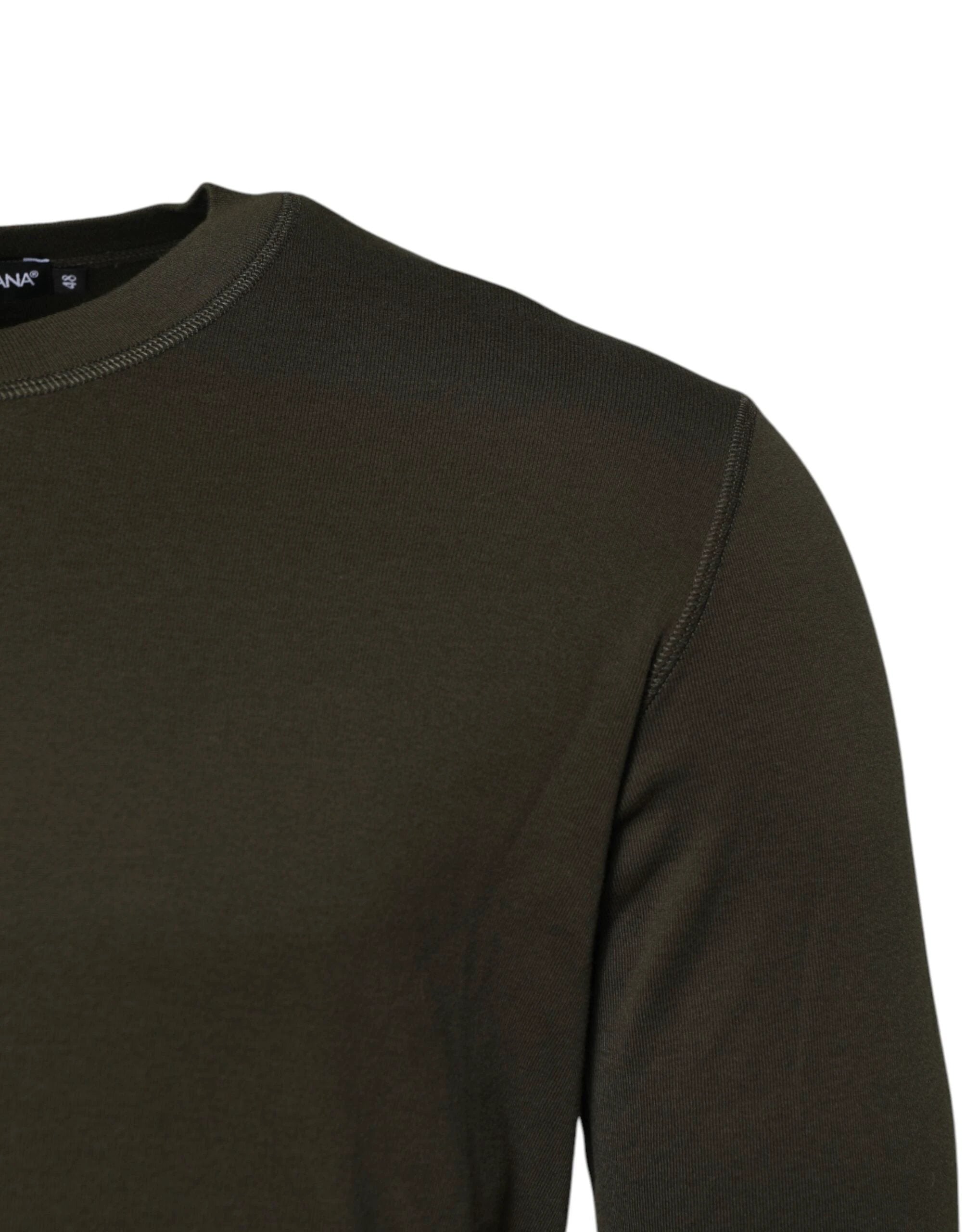 Dolce & Gabbana Dark Green Long Sleeves Crew Neck T-shirt by Dolce & Gabbana