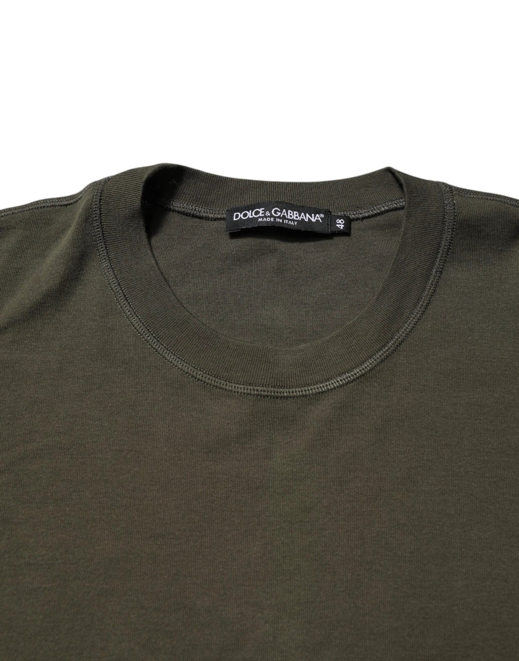 Dolce & Gabbana Dark Green Long Sleeves Crew Neck T-shirt by Dolce & Gabbana